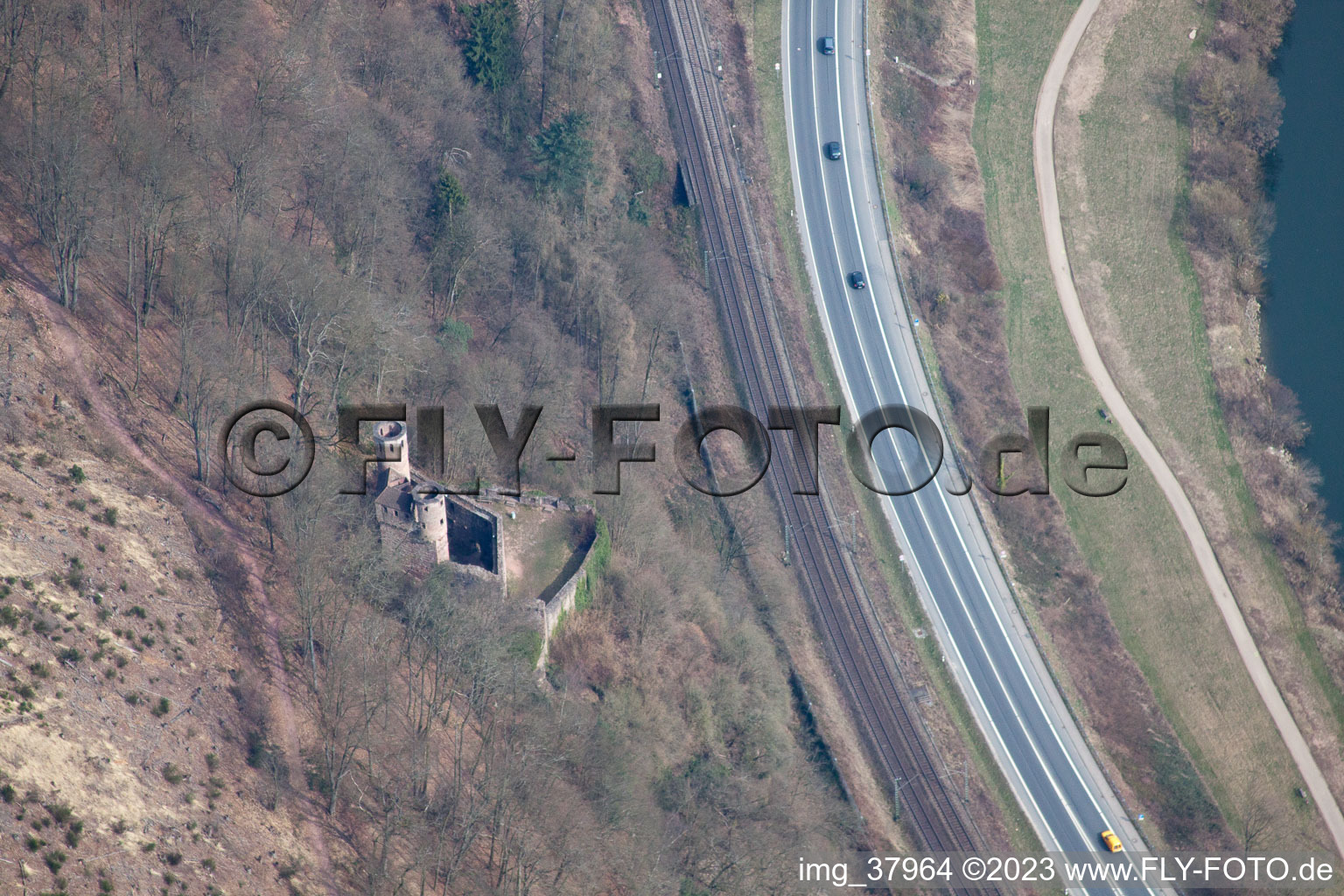 Luftbild von Neckarsteinach, Schwalbennest im Bundesland Hessen, Deutschland