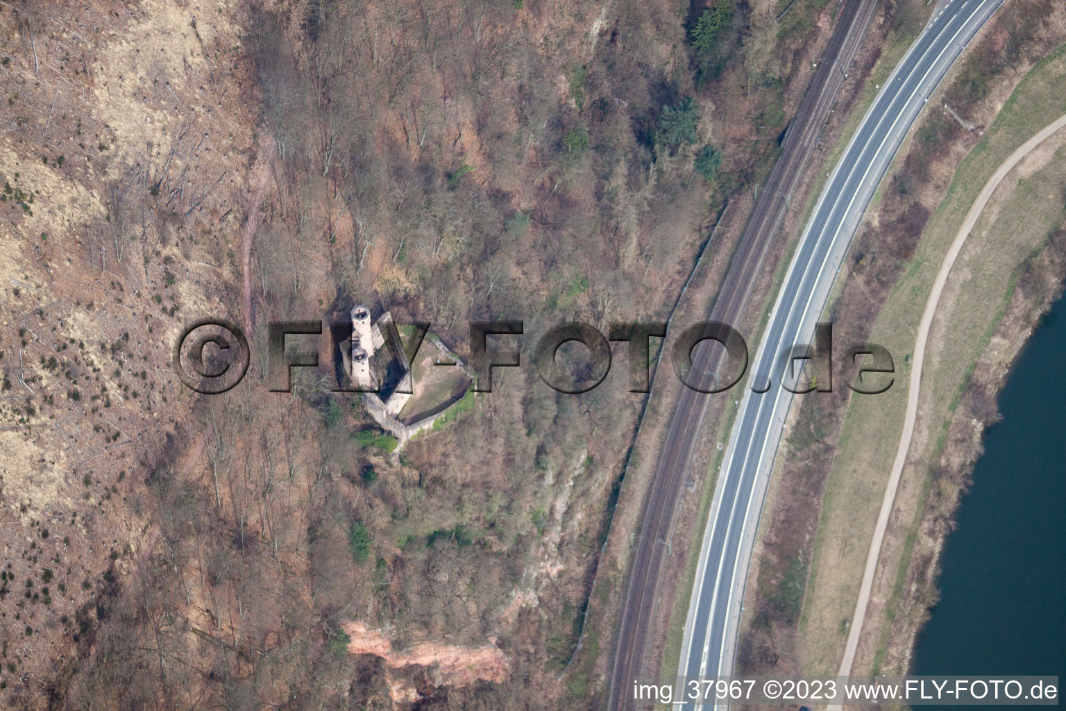 Luftaufnahme von Neckarsteinach, Schwalbennest im Bundesland Hessen, Deutschland