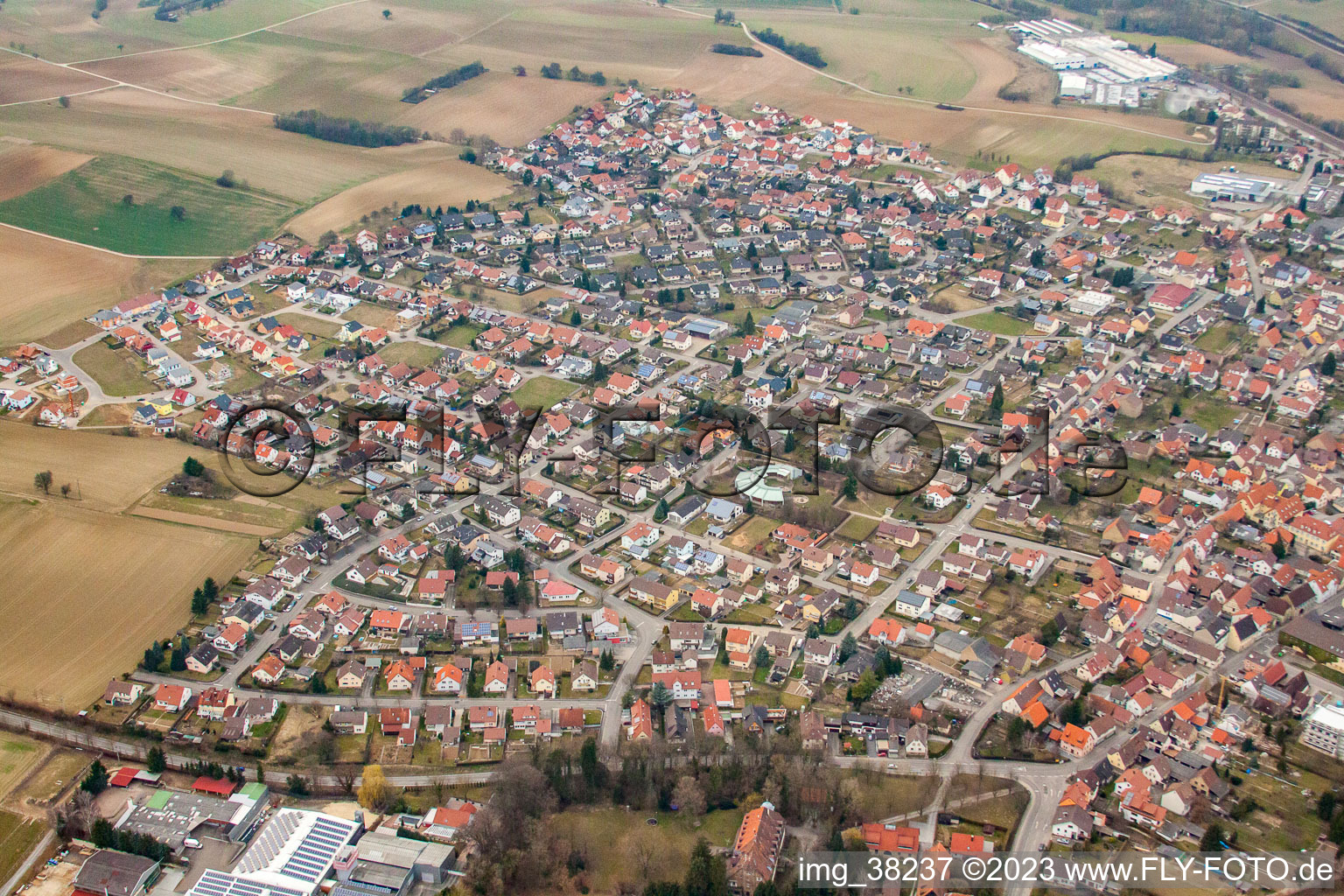 Schrägluftbild von Sulzfeld im Bundesland Baden-Württemberg, Deutschland