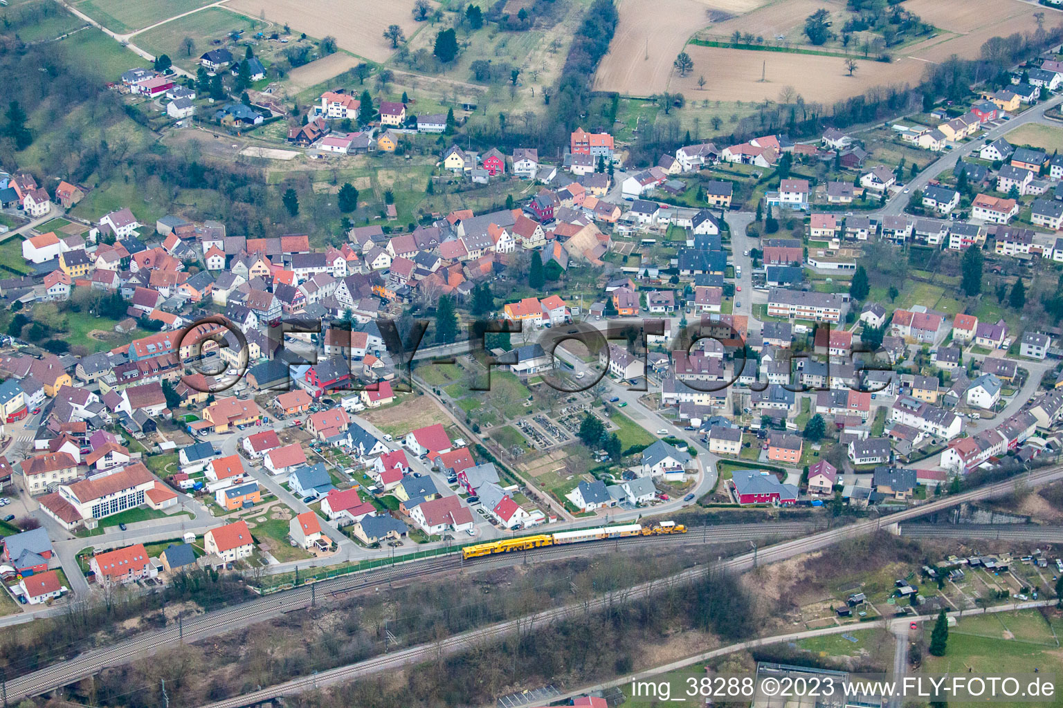 Luftbild von Ortsteil Rinklingen in Bretten im Bundesland Baden-Württemberg, Deutschland