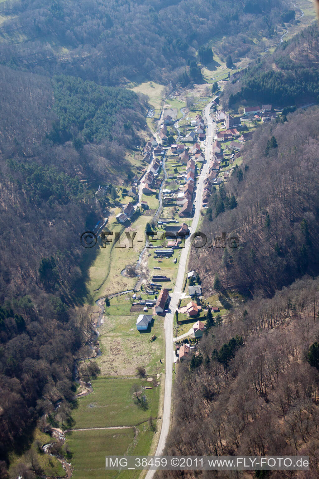Luftaufnahme von Hanviller im Bundesland Moselle, Frankreich