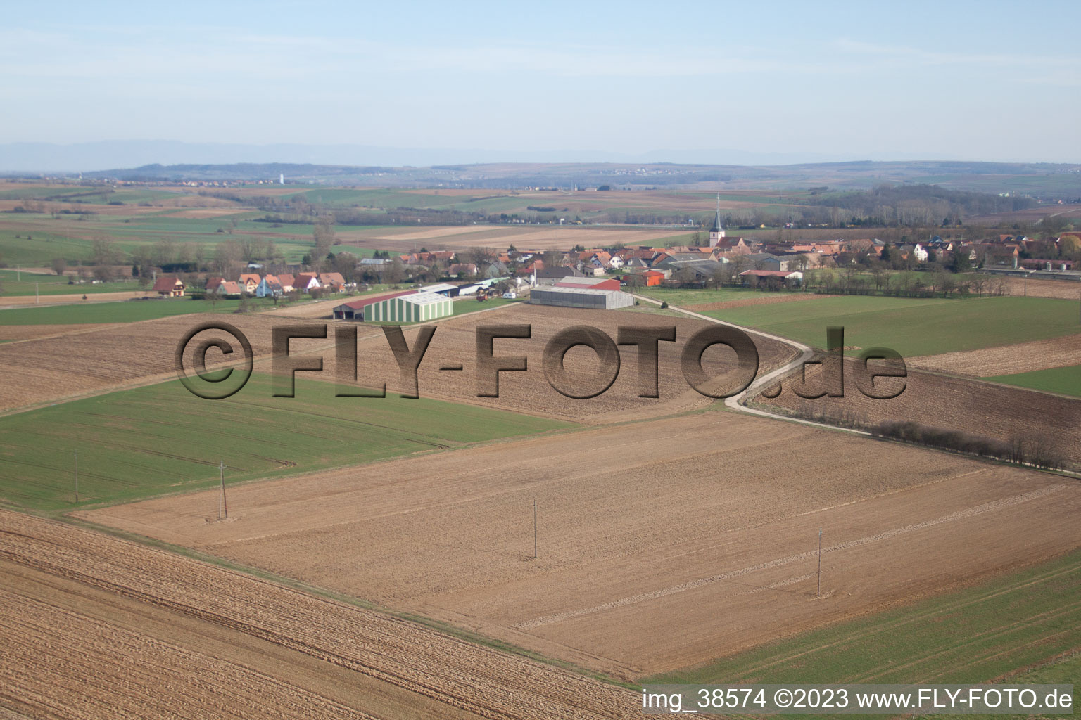 Luftbild von Printzheim im Bundesland Bas-Rhin, Frankreich