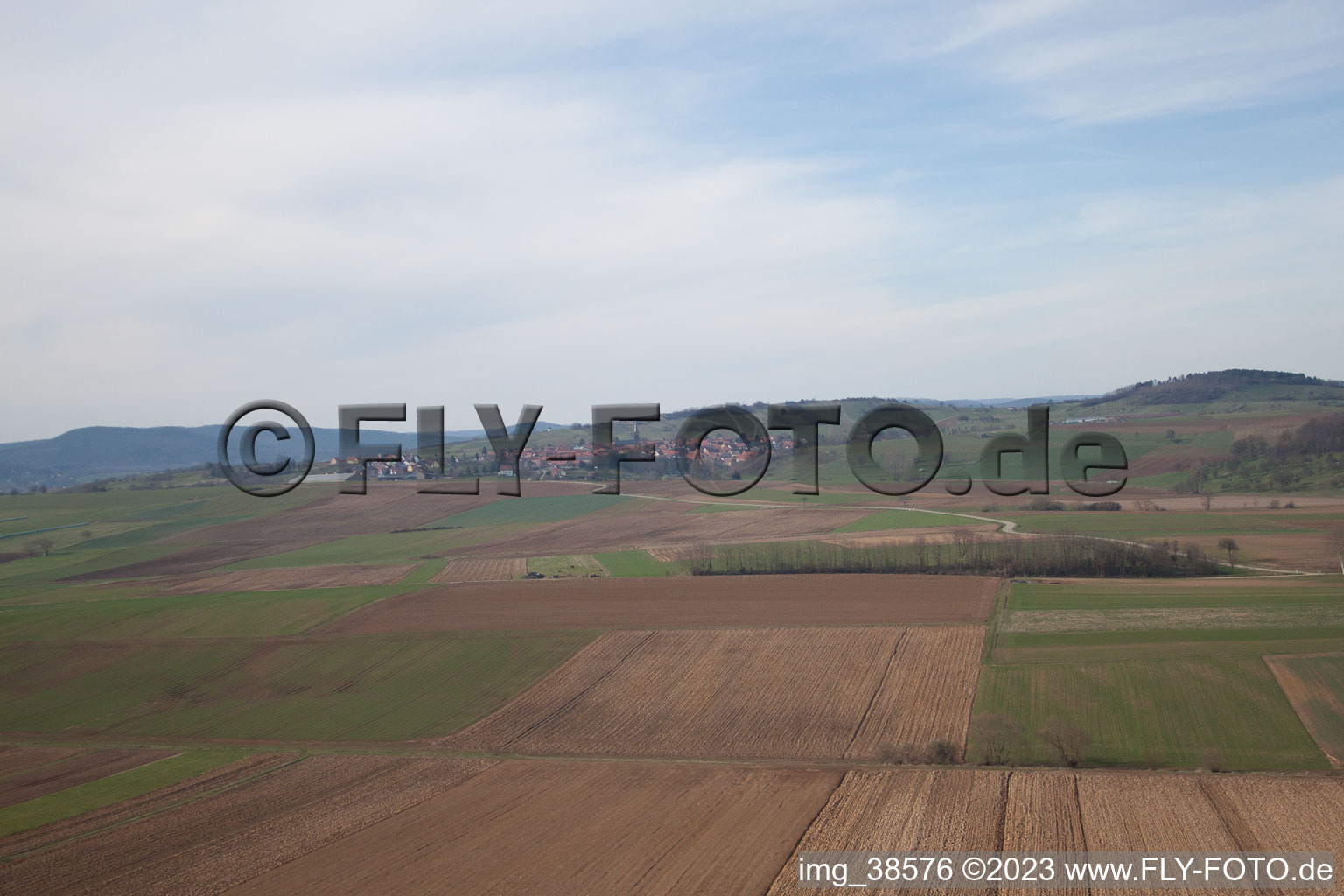 Luftaufnahme von Printzheim im Bundesland Bas-Rhin, Frankreich