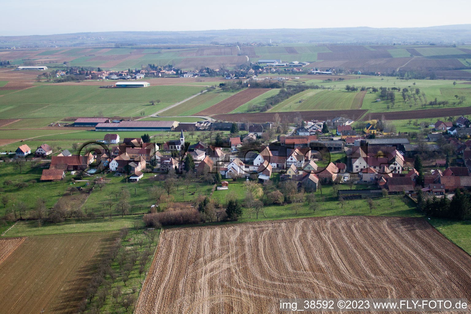 Zœbersdorf im Bundesland Bas-Rhin, Frankreich aus der Luft