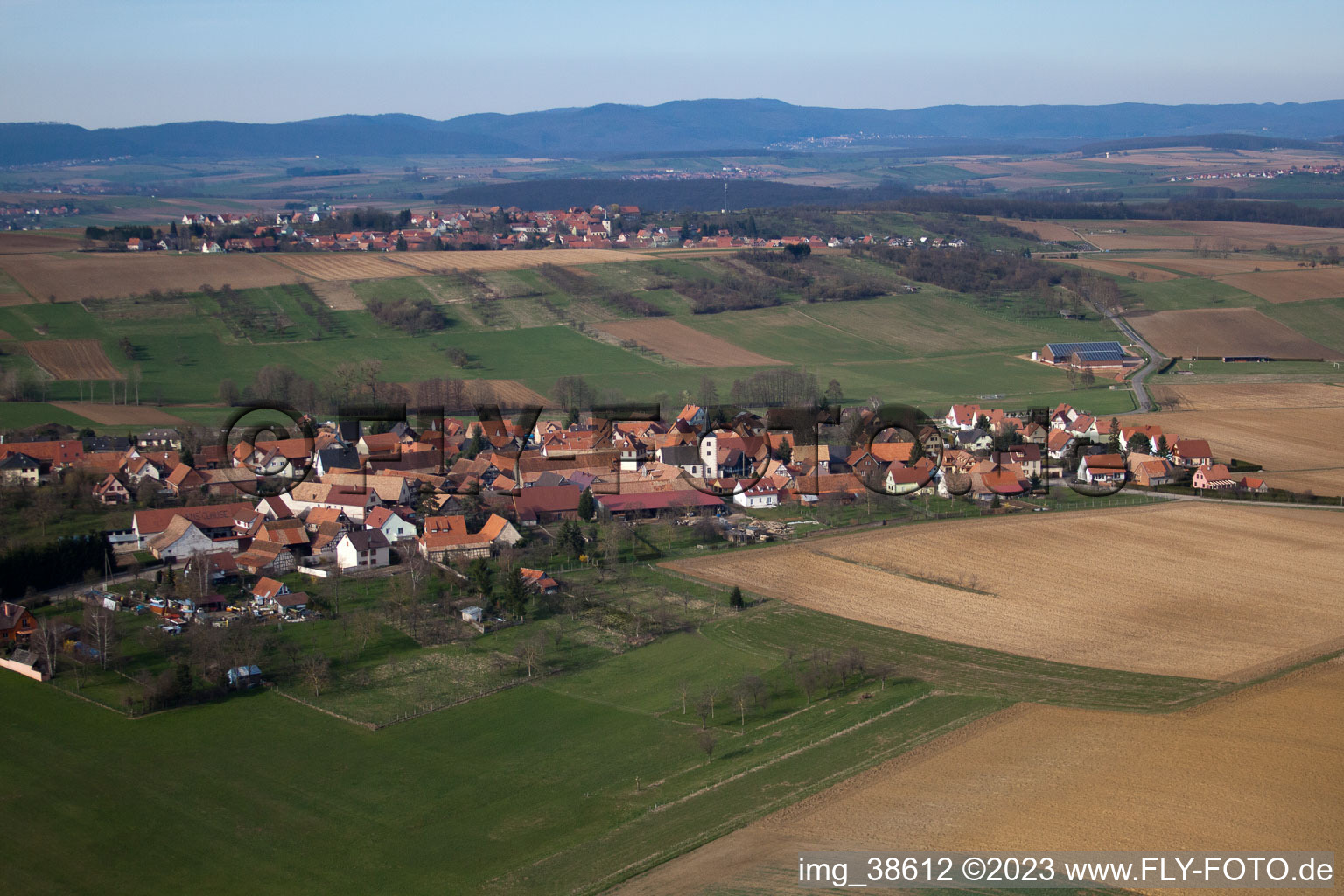 Luftbild von Buswiller im Bundesland Bas-Rhin, Frankreich