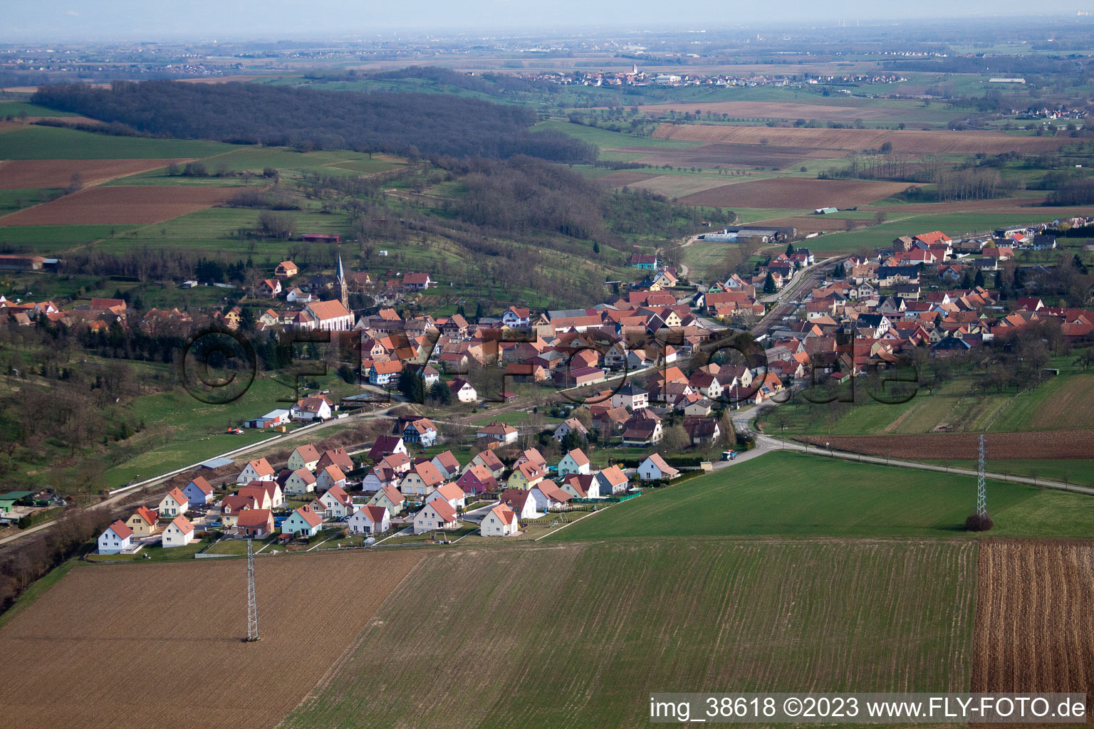 Buswiller im Bundesland Bas-Rhin, Frankreich vom Flugzeug aus