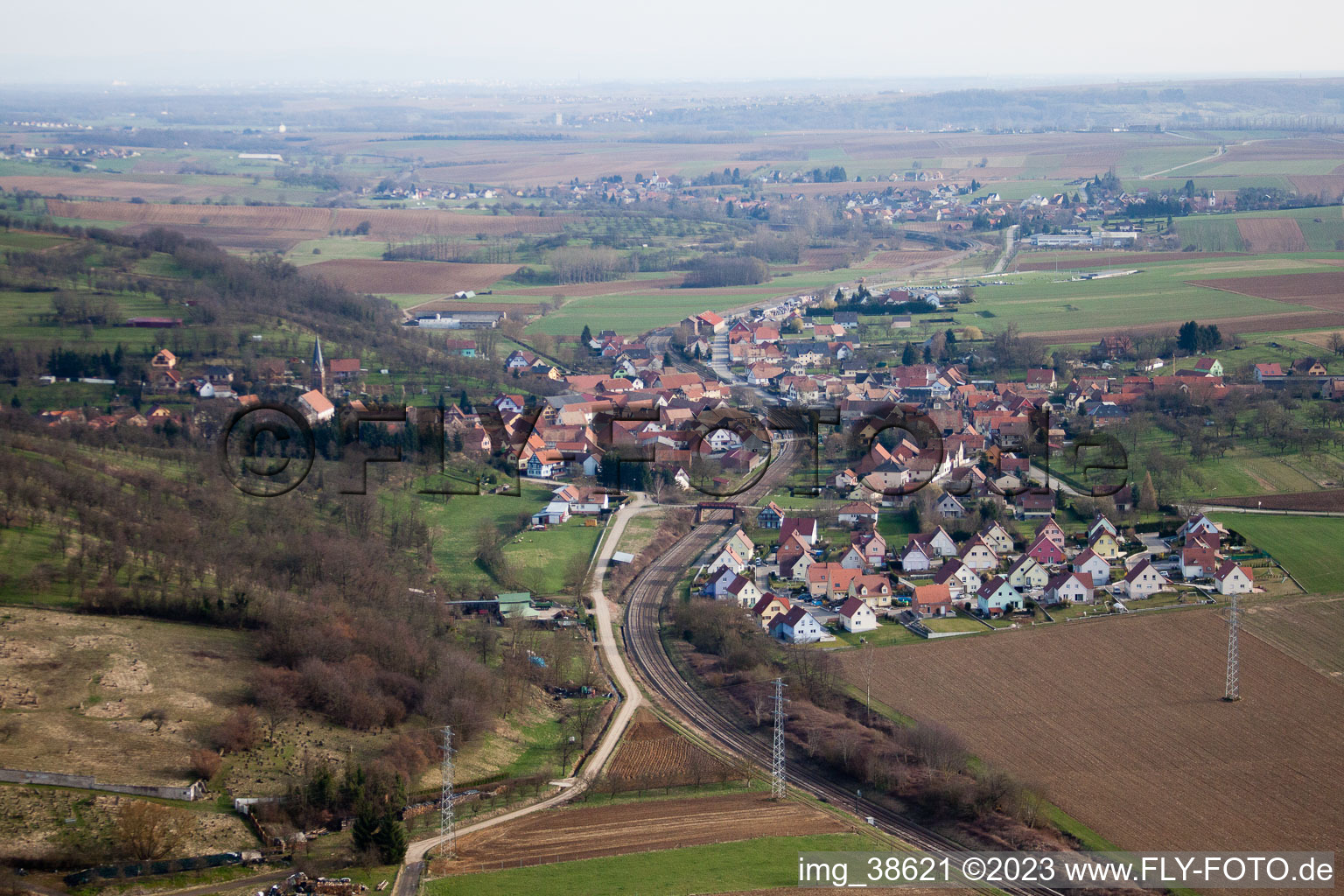 Drohnenaufname von Buswiller im Bundesland Bas-Rhin, Frankreich