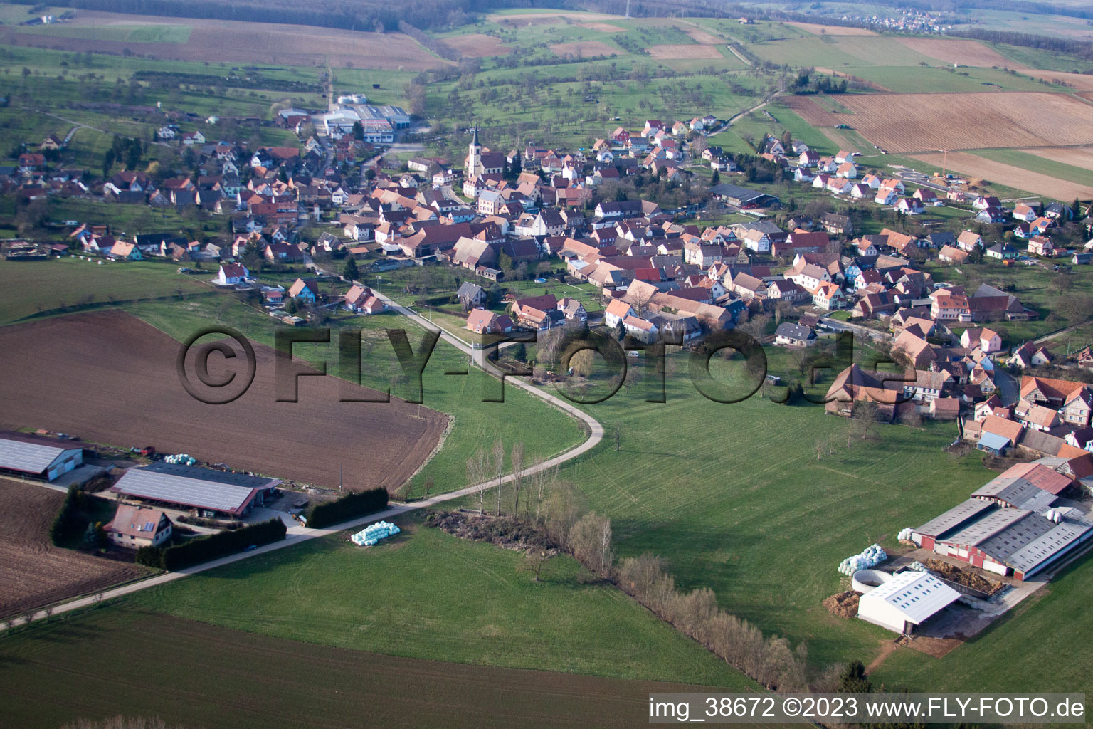Mietesheim im Bundesland Bas-Rhin, Frankreich aus der Luft