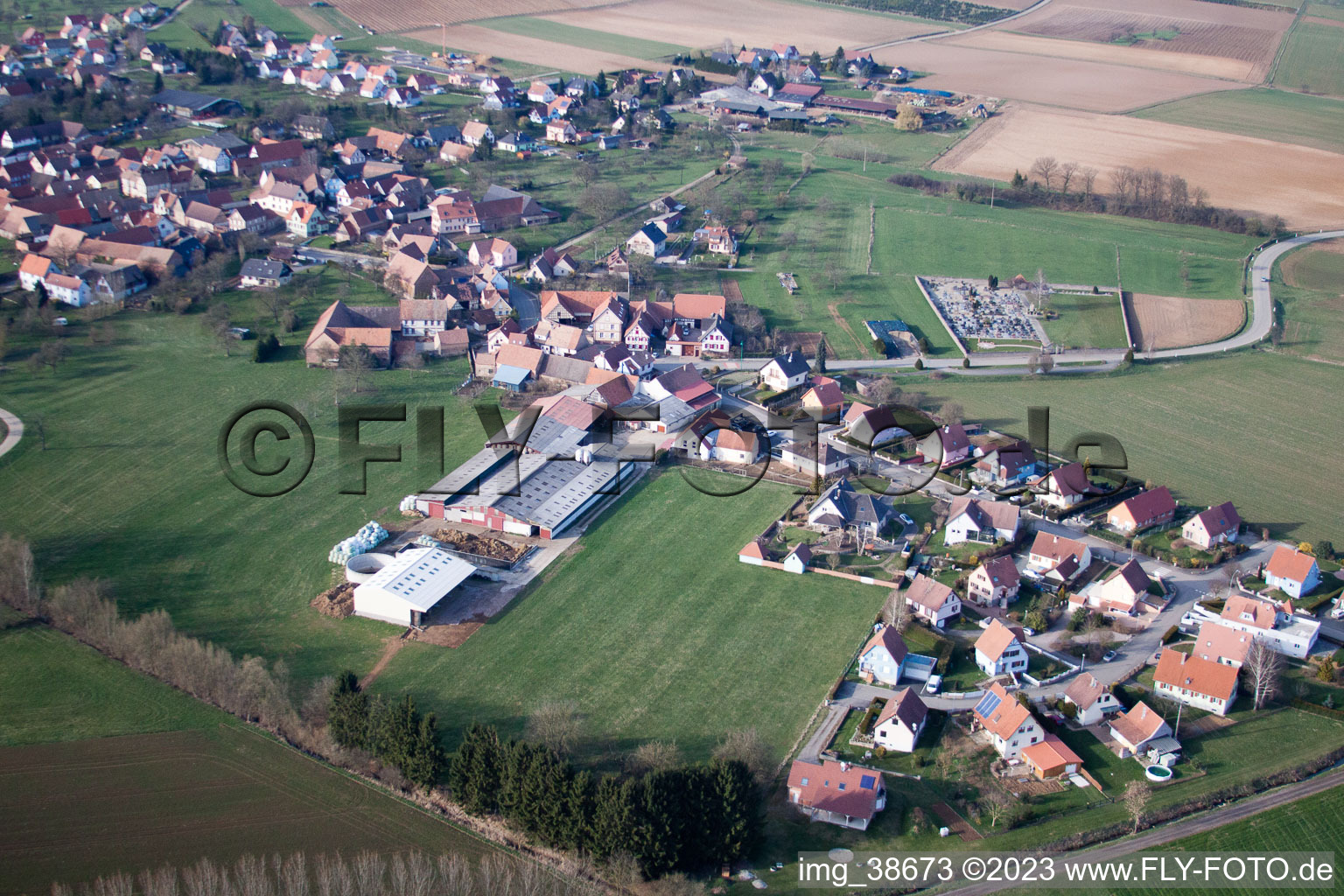 Mietesheim im Bundesland Bas-Rhin, Frankreich von oben gesehen