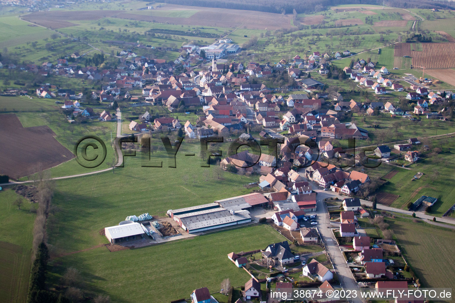 Mietesheim im Bundesland Bas-Rhin, Frankreich vom Flugzeug aus