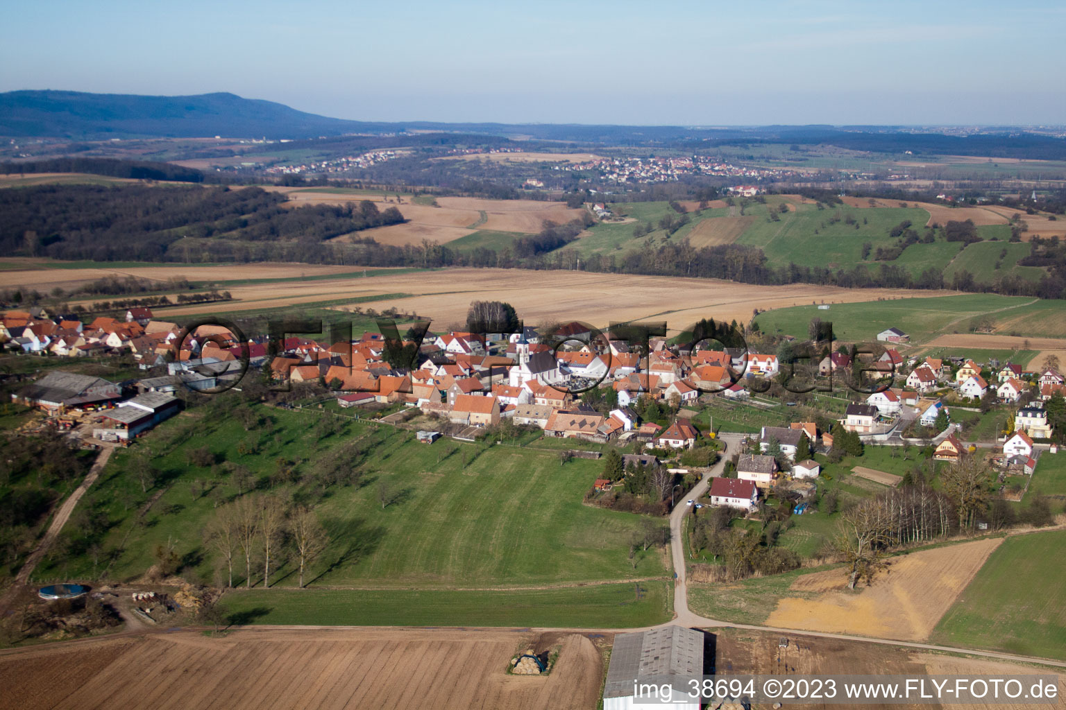 Luftbild von Forstheim im Bundesland Bas-Rhin, Frankreich