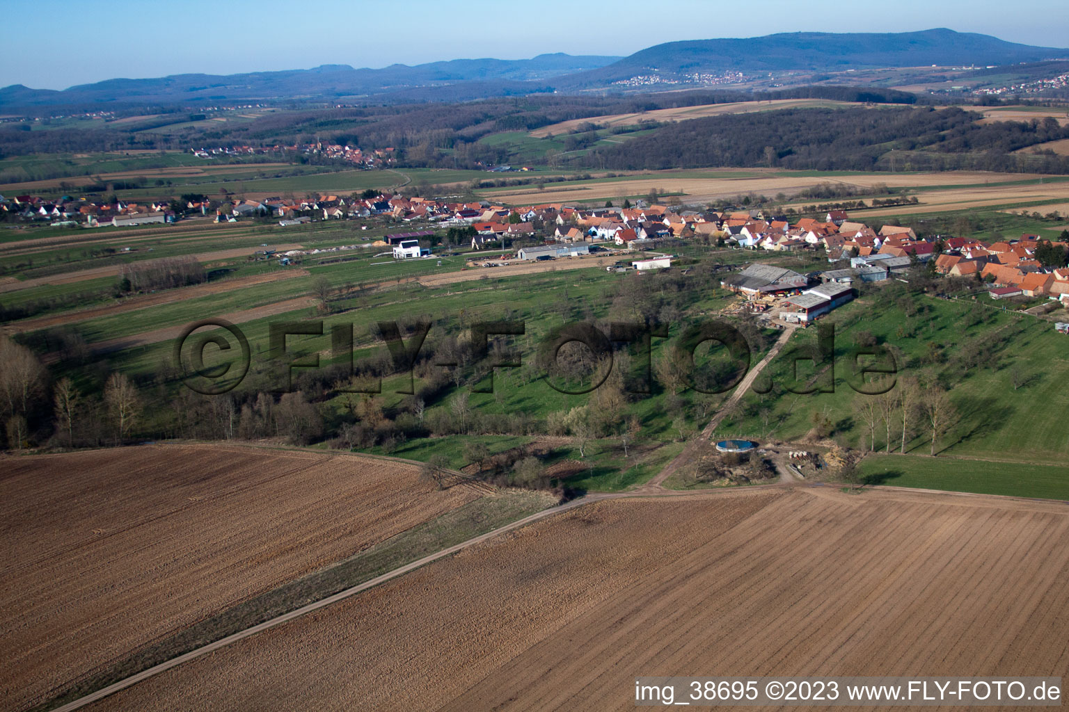 Luftaufnahme von Forstheim im Bundesland Bas-Rhin, Frankreich