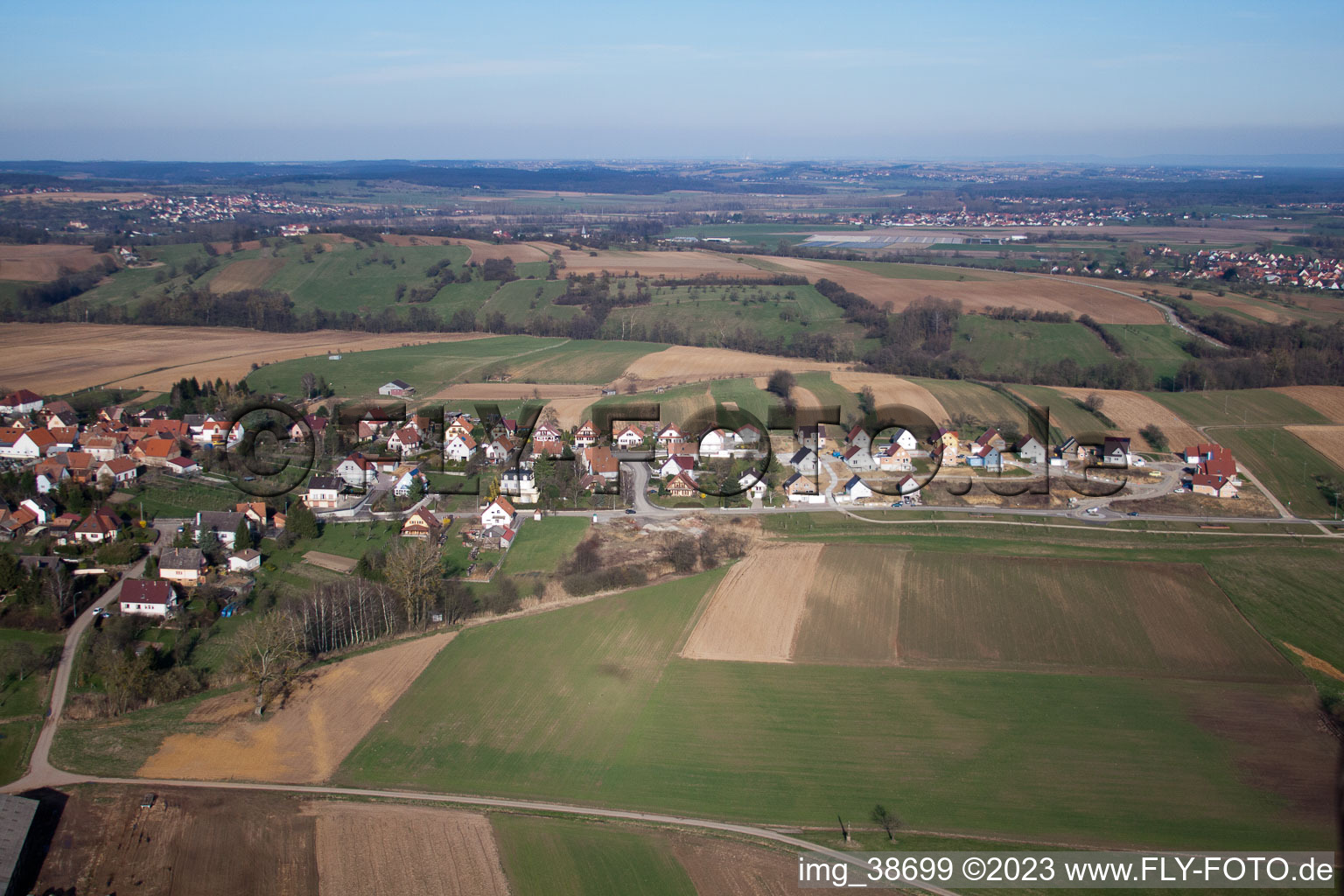 Forstheim im Bundesland Bas-Rhin, Frankreich von oben gesehen