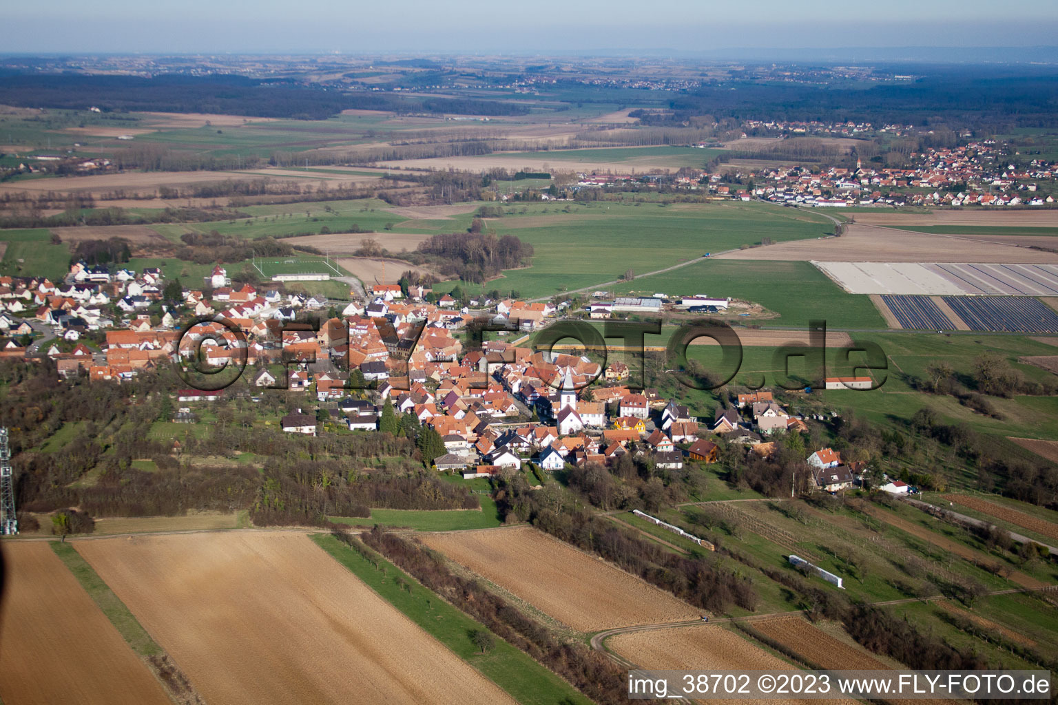 Morsbronn-les-Bains im Bundesland Bas-Rhin, Frankreich aus der Luft