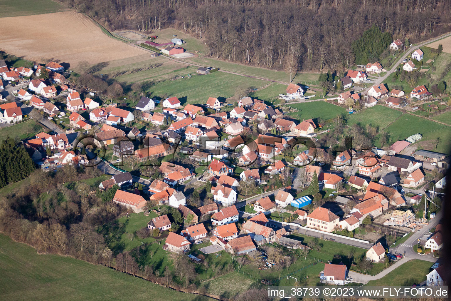 Merkwiller-Pechelbronn im Bundesland Bas-Rhin, Frankreich vom Flugzeug aus