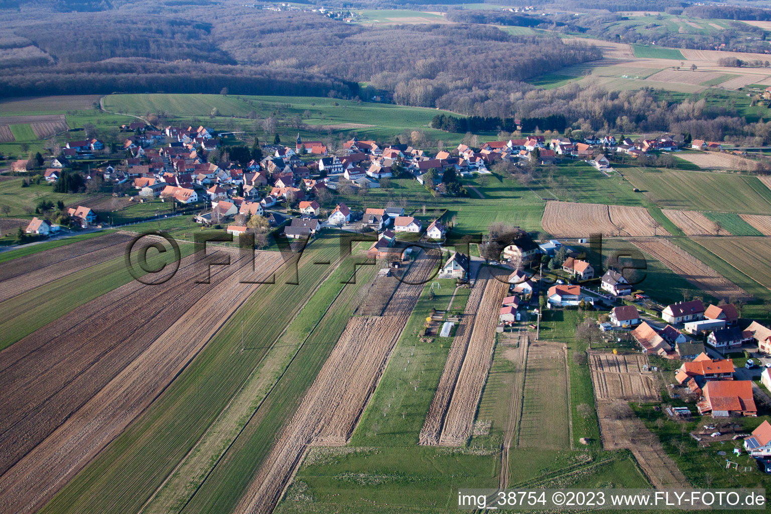 Retschwiller im Bundesland Bas-Rhin, Frankreich vom Flugzeug aus