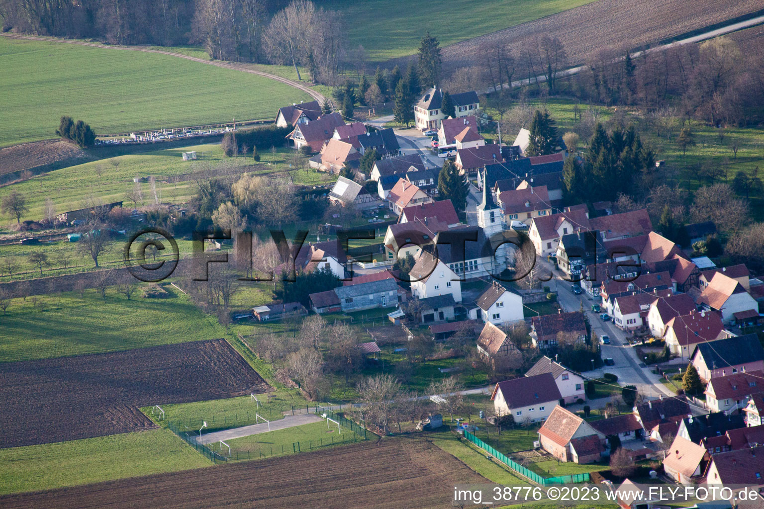 Luftbild von Bremmelbach im Bundesland Bas-Rhin, Frankreich