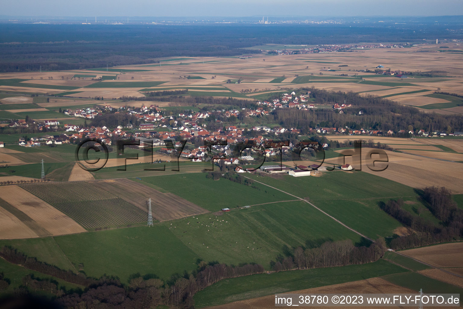 Bremmelbach im Bundesland Bas-Rhin, Frankreich aus der Luft