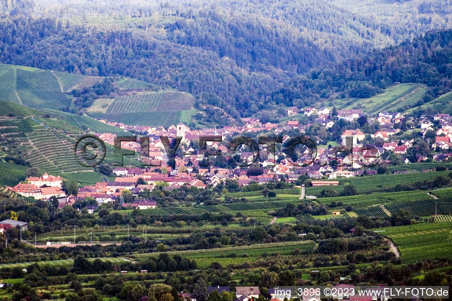 Luftaufnahme von Ortsteil Steinbach in Baden-Baden im Bundesland Baden-Württemberg, Deutschland