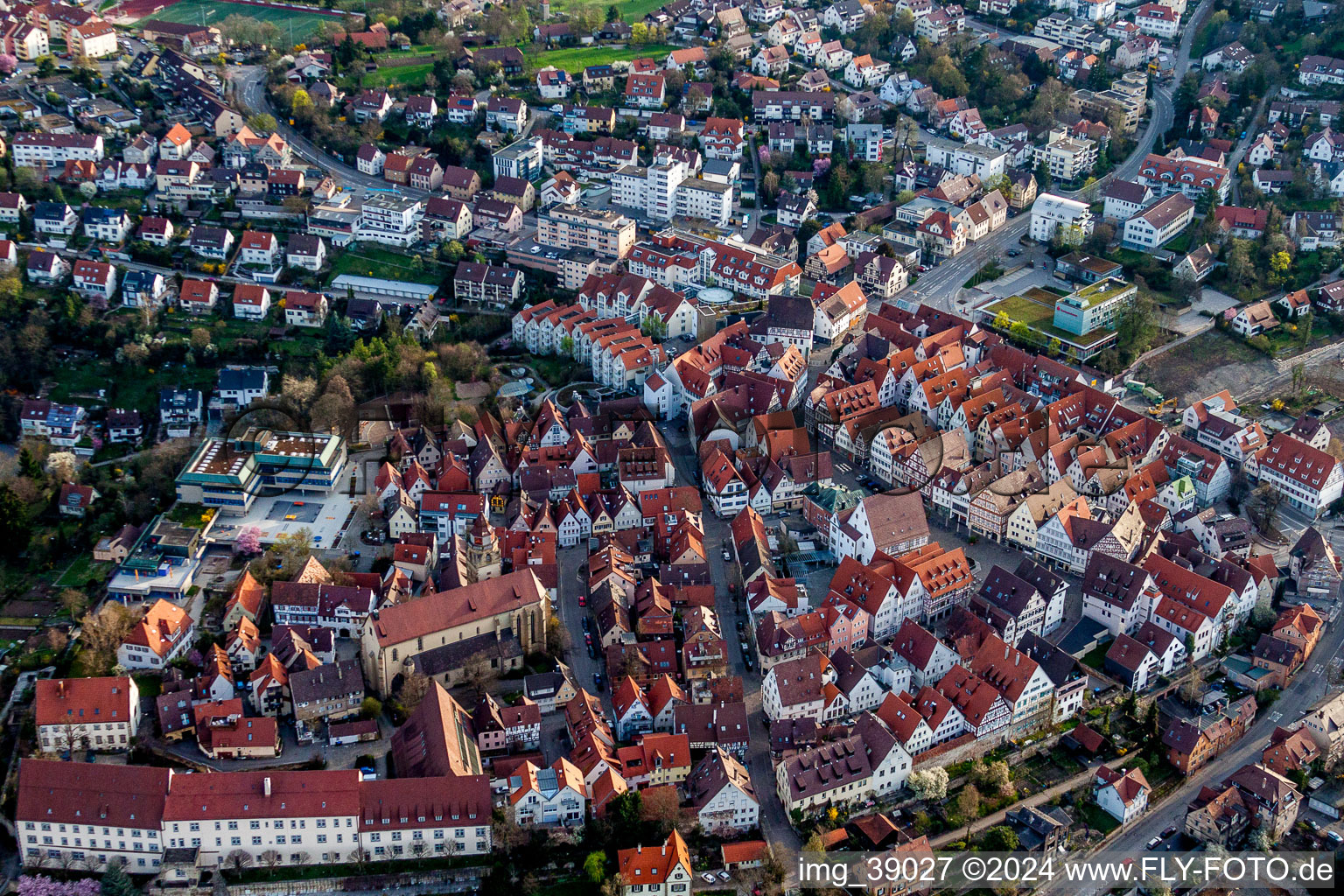 Altstadtbereich und Innenstadtzentrum in Leonberg im Bundesland Baden-Württemberg, Deutschland