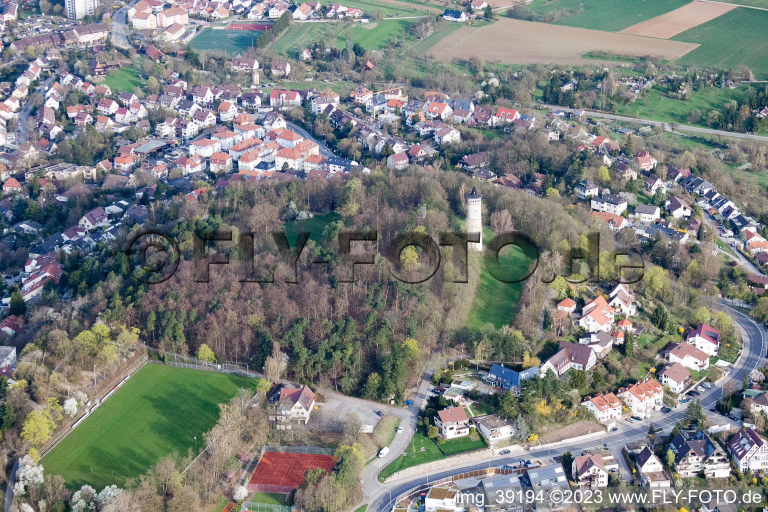 Luftbild von Engelbergturm in Leonberg im Bundesland Baden-Württemberg, Deutschland