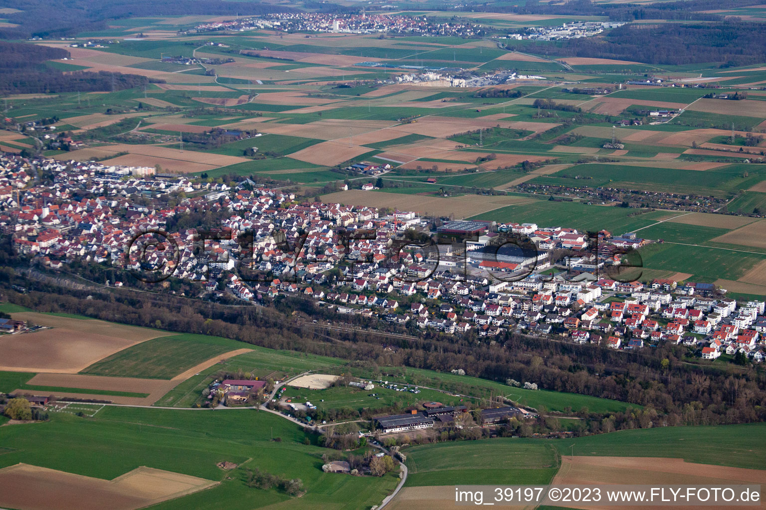 Luftbild von Ortsteil Höfingen in Leonberg im Bundesland Baden-Württemberg, Deutschland