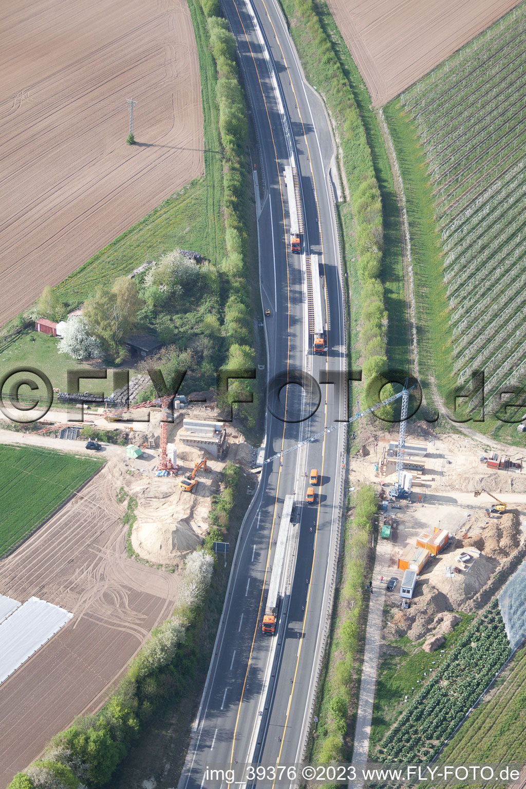 Luftbild von Kandel, Neubau A65 Brücke im Bundesland Rheinland-Pfalz, Deutschland