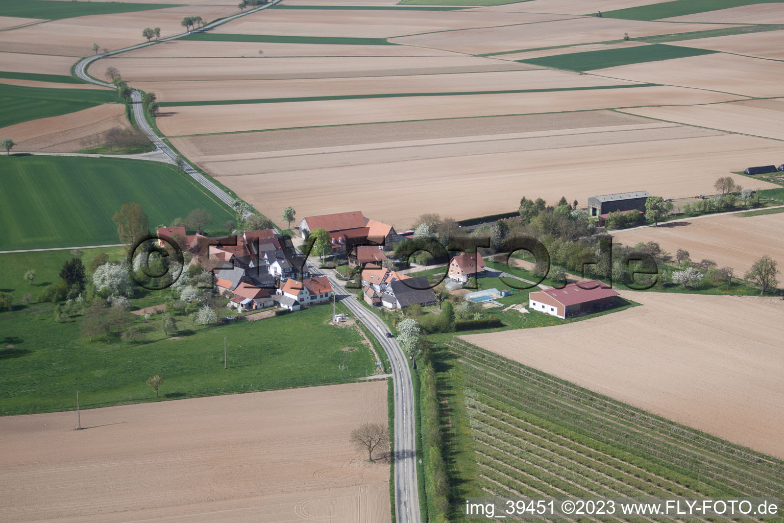 Seebach im Bundesland Bas-Rhin, Frankreich aus der Luft
