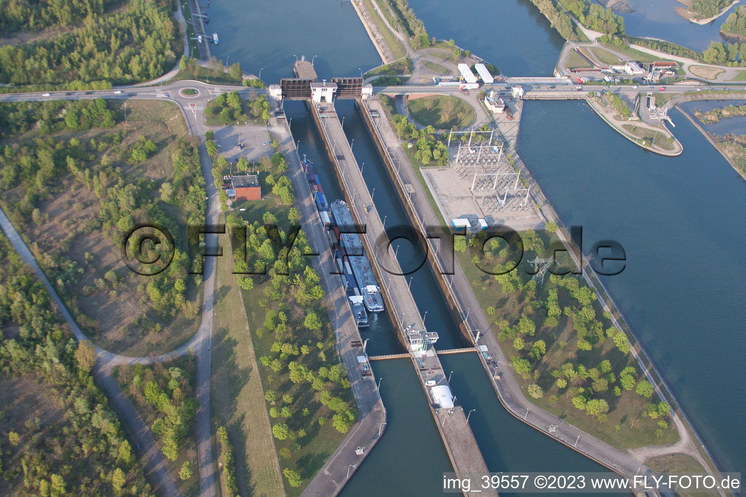 Luftbild von Gambsheim im Bundesland Bas-Rhin, Frankreich