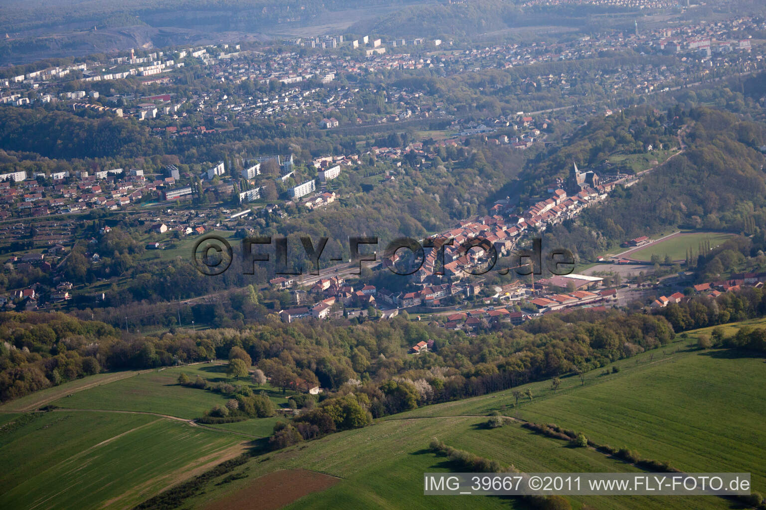 Luftbild von Hombourg-Haut im Bundesland Moselle, Frankreich