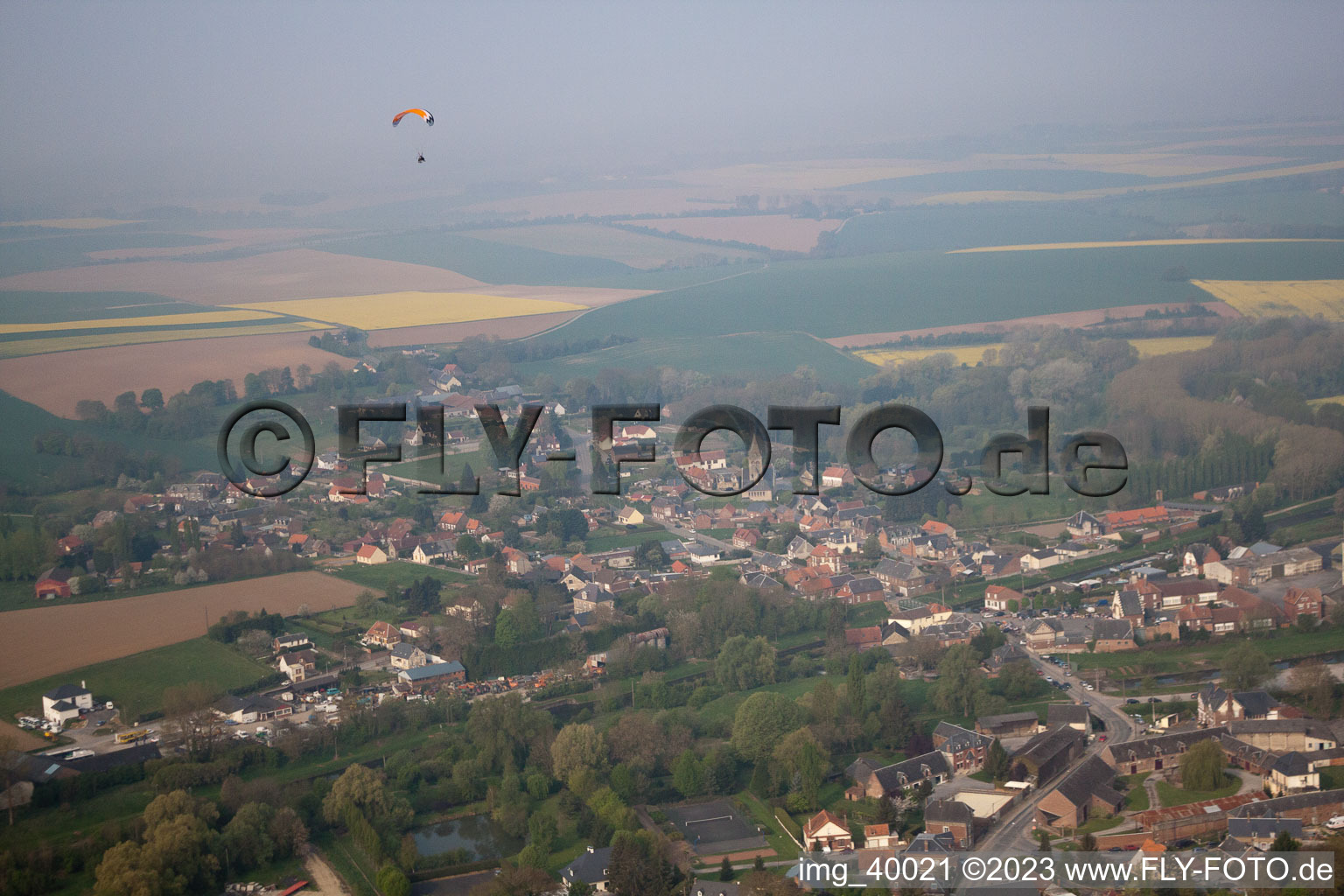Luftbild von Vendhuile im Bundesland Aisne, Frankreich