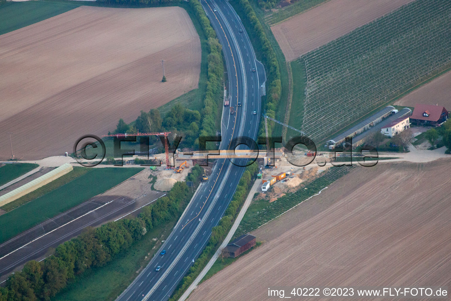 Kandel, Neubau A65 Brücke im Bundesland Rheinland-Pfalz, Deutschland von oben