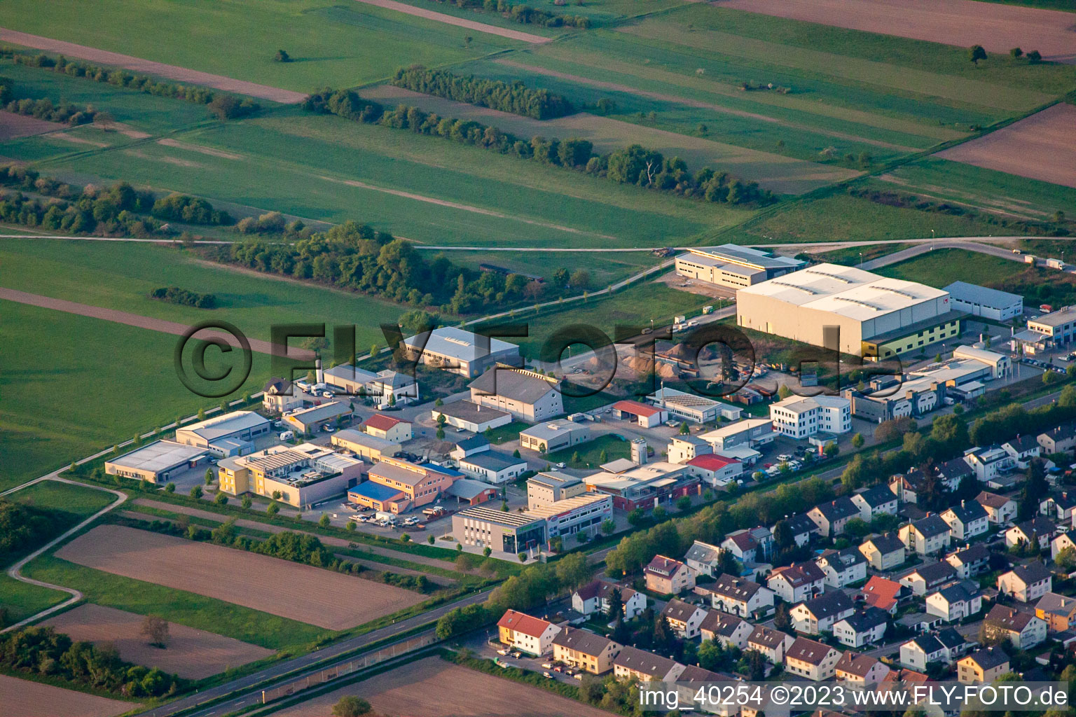 Luftbild von Gewerbering im Ortsteil Mörsch in Rheinstetten im Bundesland Baden-Württemberg, Deutschland