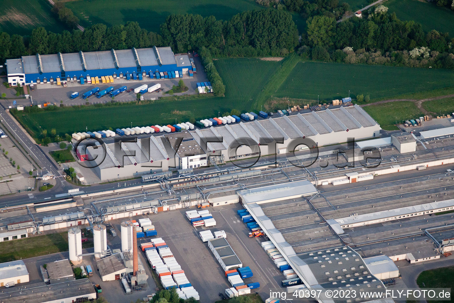 Drohnenbild von Germersheim Industriegebiet Nolde im Bundesland Rheinland-Pfalz, Deutschland