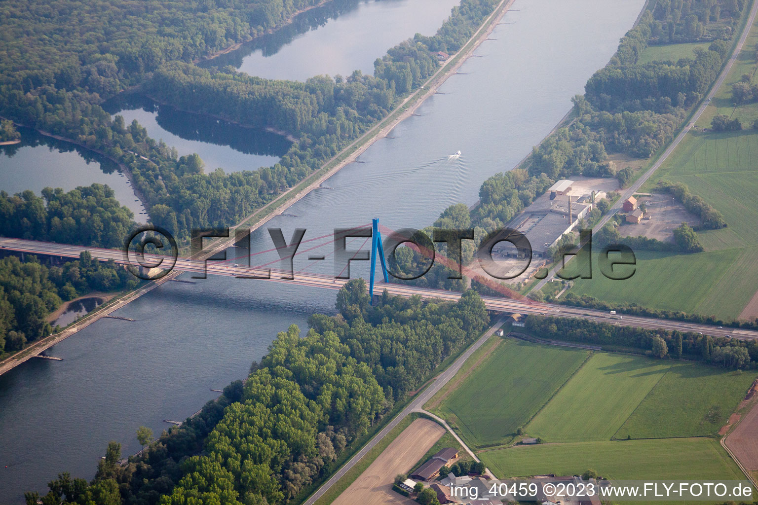 Luftaufnahme von Speyer, Autobahnbrücke im Bundesland Rheinland-Pfalz, Deutschland