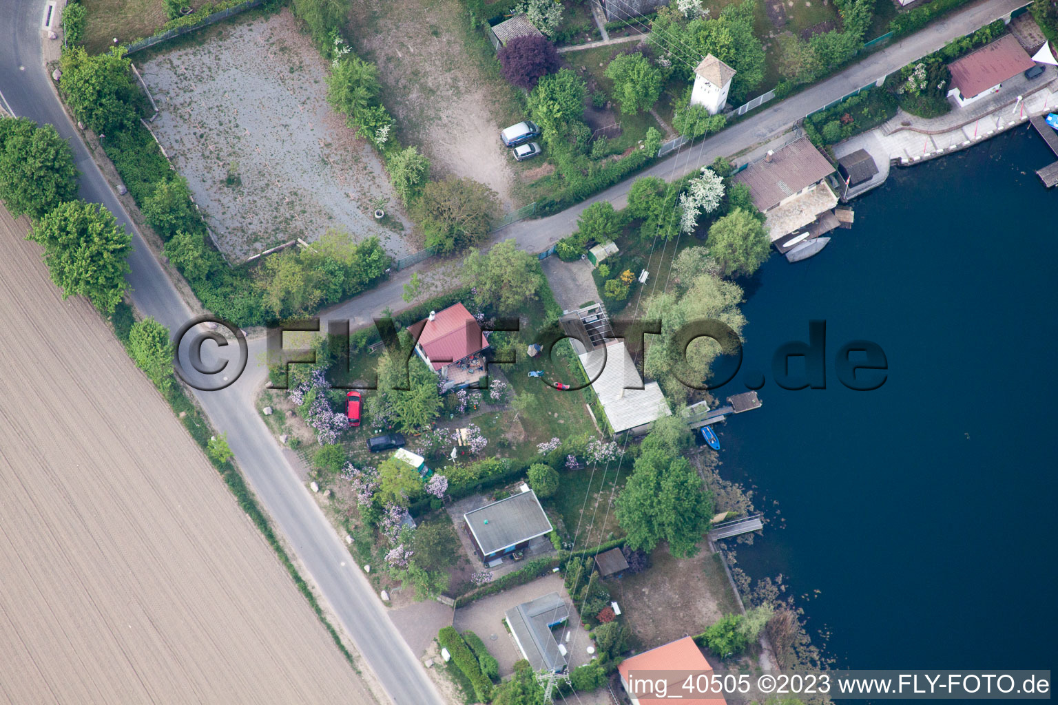 Altrip, Blaue Adria im Bundesland Rheinland-Pfalz, Deutschland von einer Drohne aus