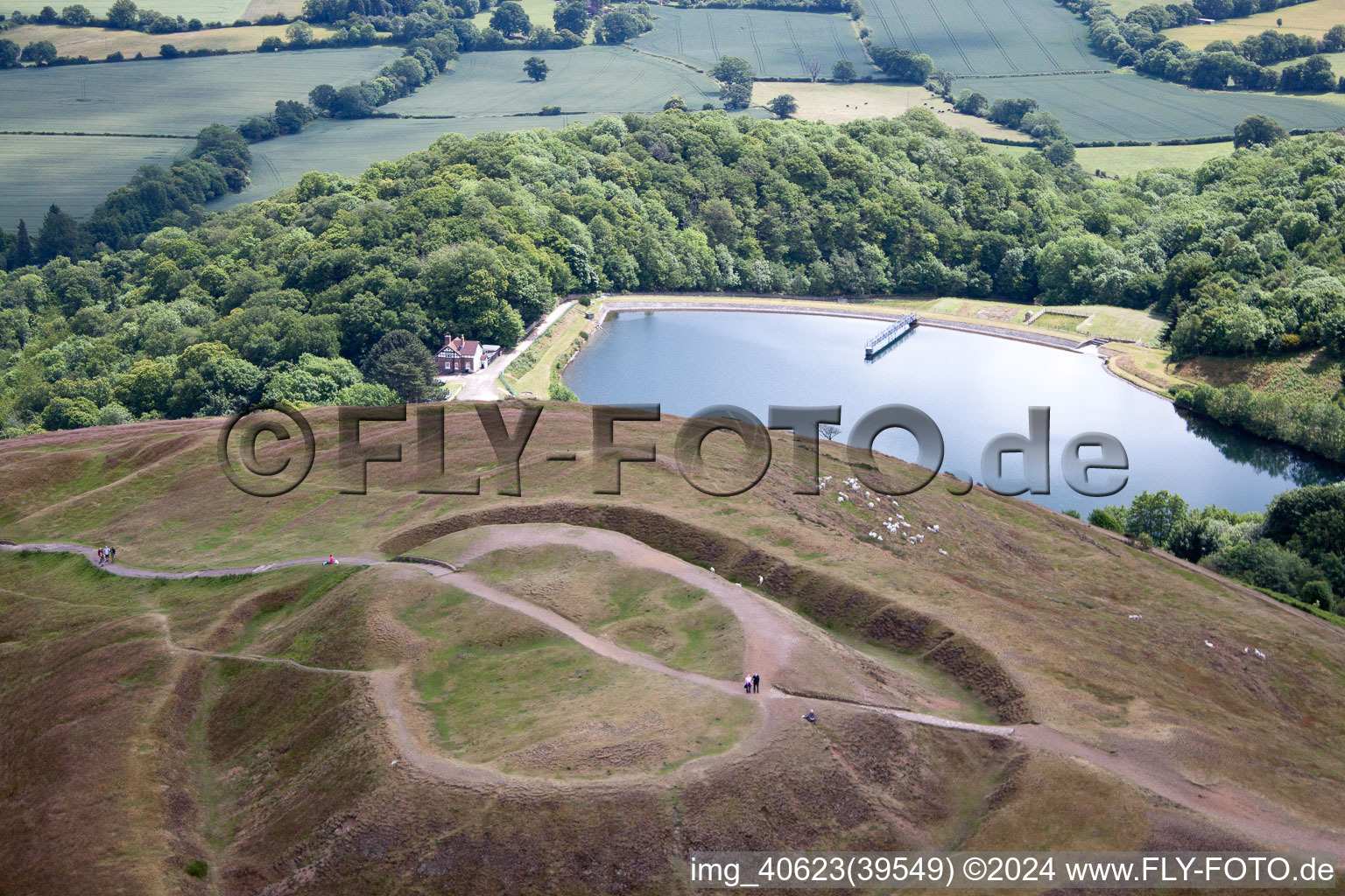 Luftbild von Malvern Wells, Prähistorische Ausgrabungen in Putley im Bundesland England, Großbritanien