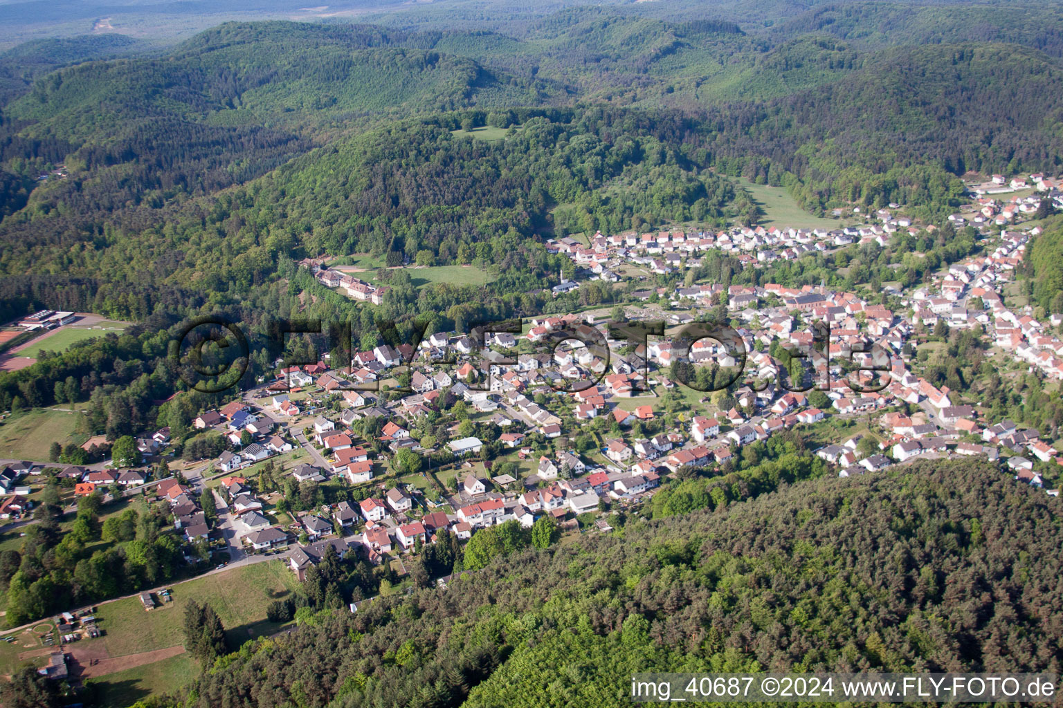 Dorf - Ansicht in Eppenbrunn im Bundesland Rheinland-Pfalz, Deutschland