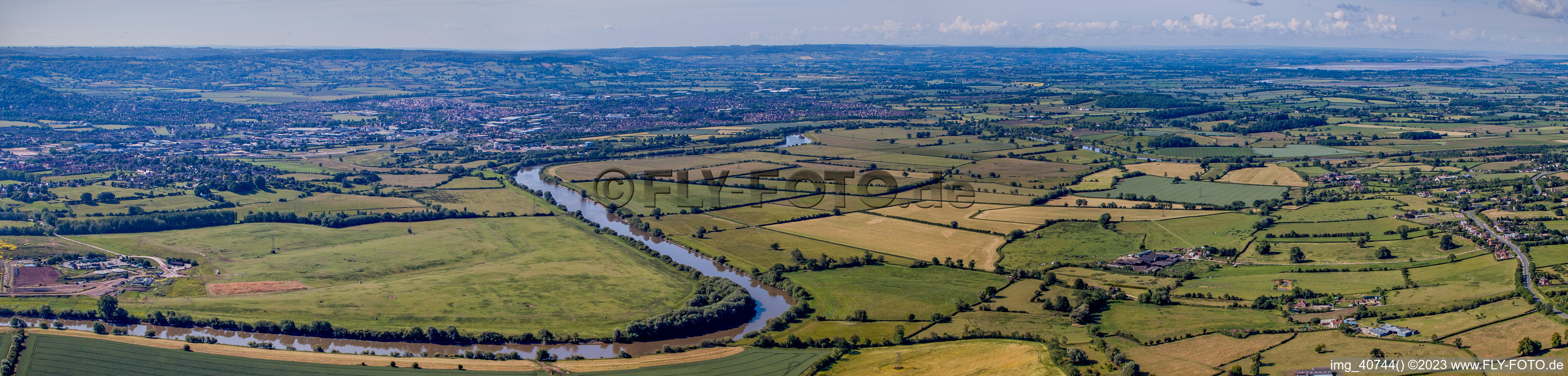 Panorama des River Severn near Lassington im Bundesland England, Großbritanien