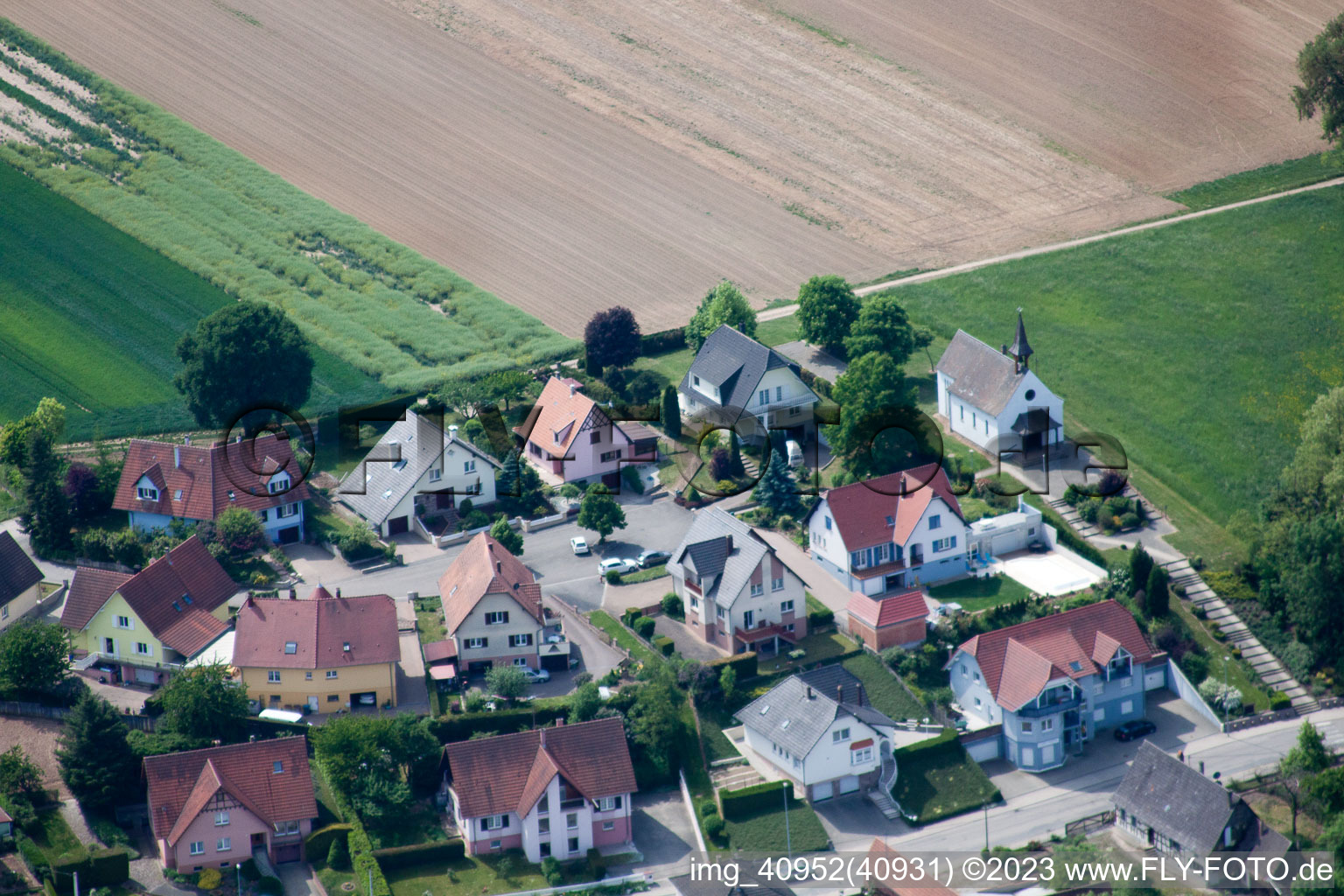 Scheibenhard im Bundesland Bas-Rhin, Frankreich aus der Vogelperspektive