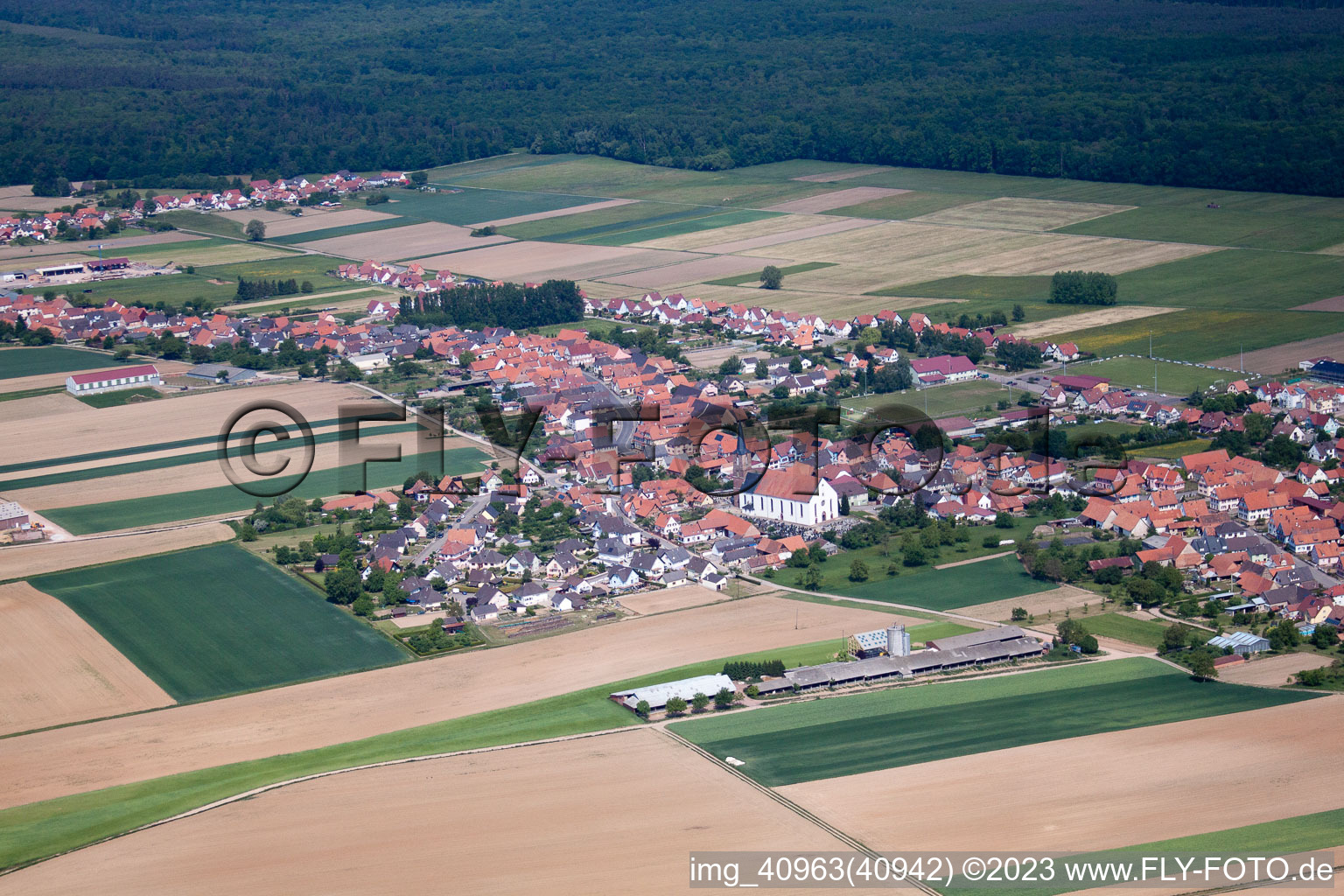 Luftbild von Salmbach im Bundesland Bas-Rhin, Frankreich
