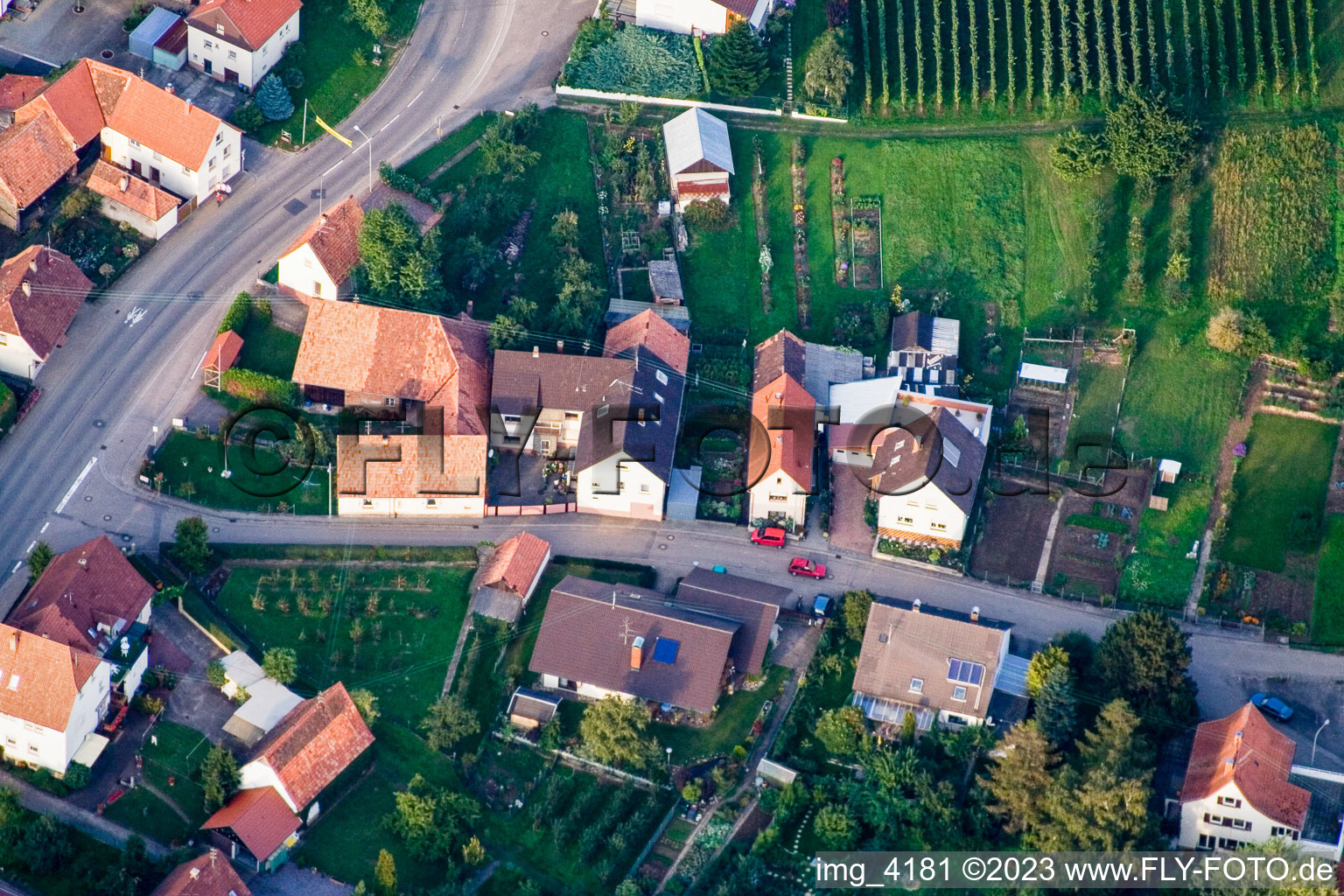 Ortsteil Schweigen in Schweigen-Rechtenbach im Bundesland Rheinland-Pfalz, Deutschland aus der Luft
