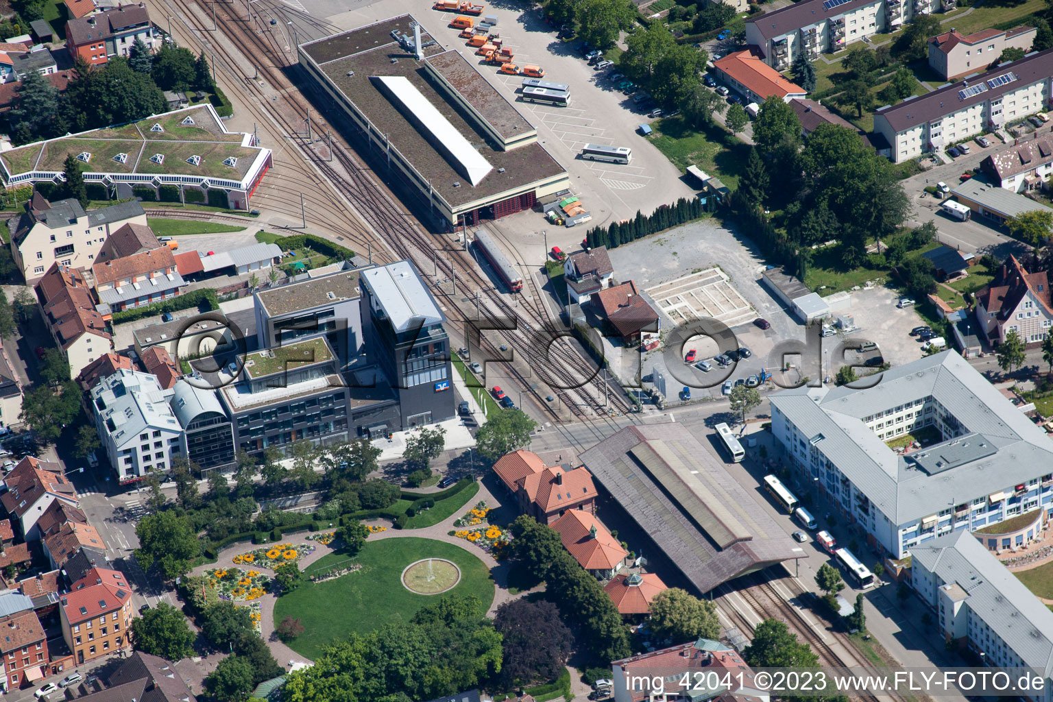 Stadtbahnhof in Ettlingen im Bundesland Baden-Württemberg, Deutschland