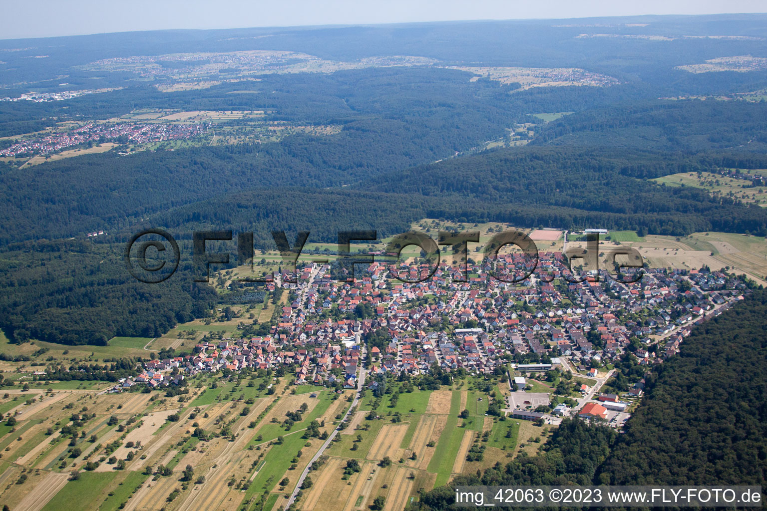 Ortsteil Spessart in Ettlingen im Bundesland Baden-Württemberg, Deutschland von oben gesehen