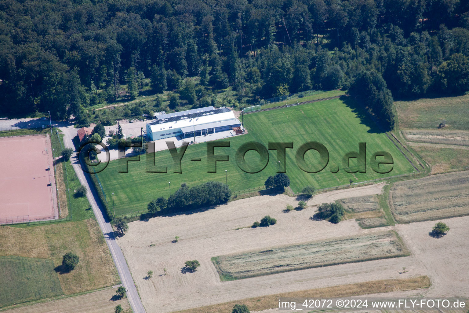 Ortsteil Spessart in Ettlingen im Bundesland Baden-Württemberg, Deutschland vom Flugzeug aus