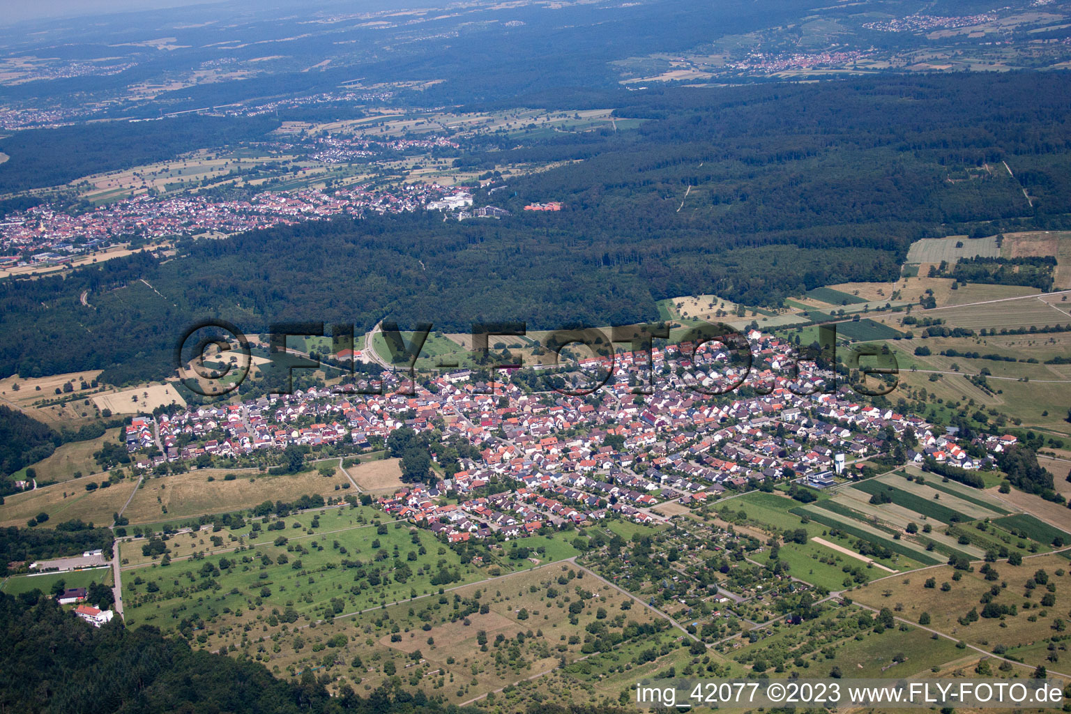 Drohnenbild von Ortsteil Spessart in Ettlingen im Bundesland Baden-Württemberg, Deutschland