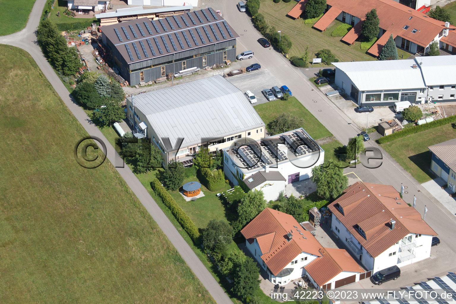 Luftbild von Pfaffenrot, Gewerbegebiet Im Schwarzenbusch im Bundesland Baden-Württemberg, Deutschland