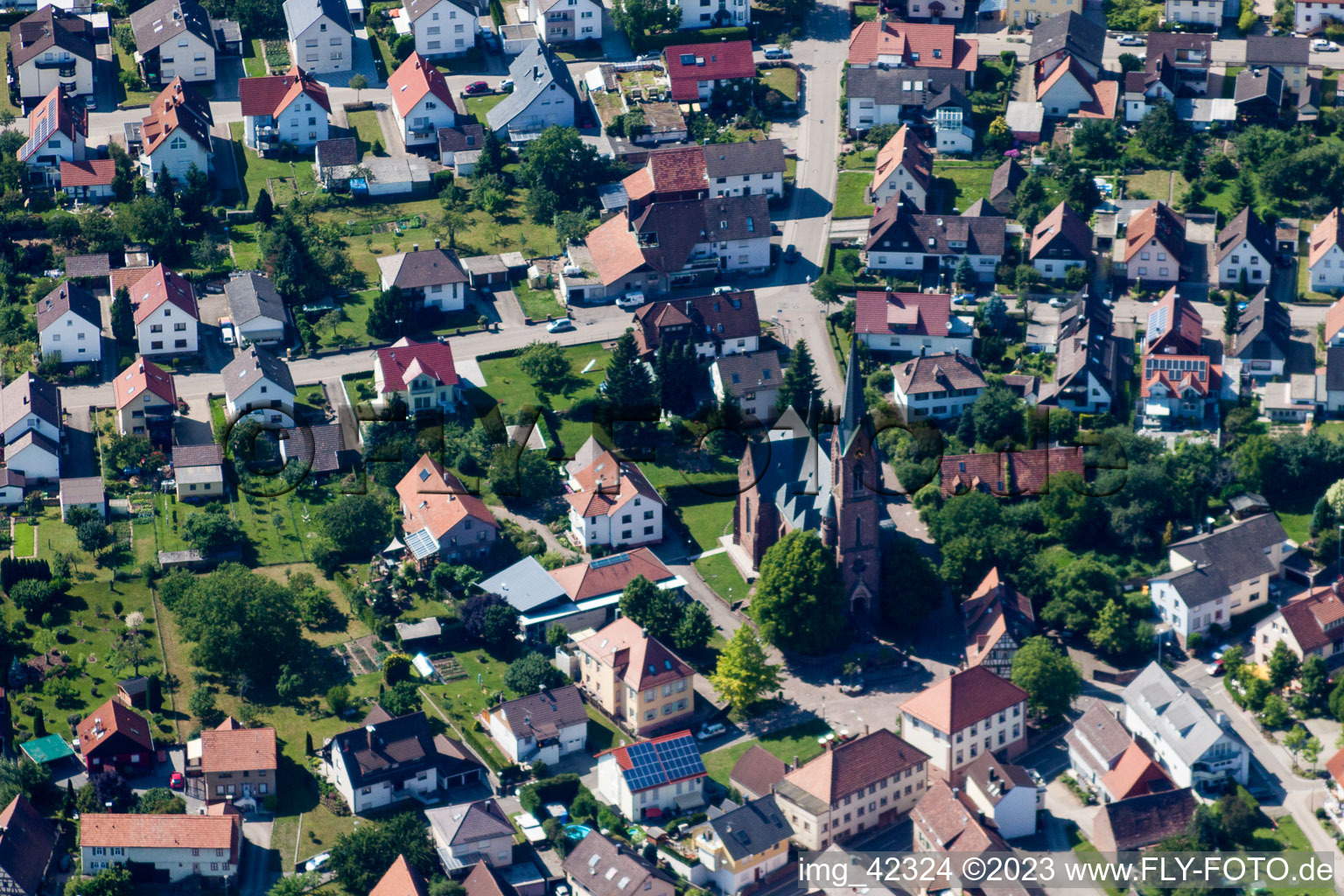 Ortsteil Schöllbronn in Ettlingen im Bundesland Baden-Württemberg, Deutschland aus der Luft betrachtet