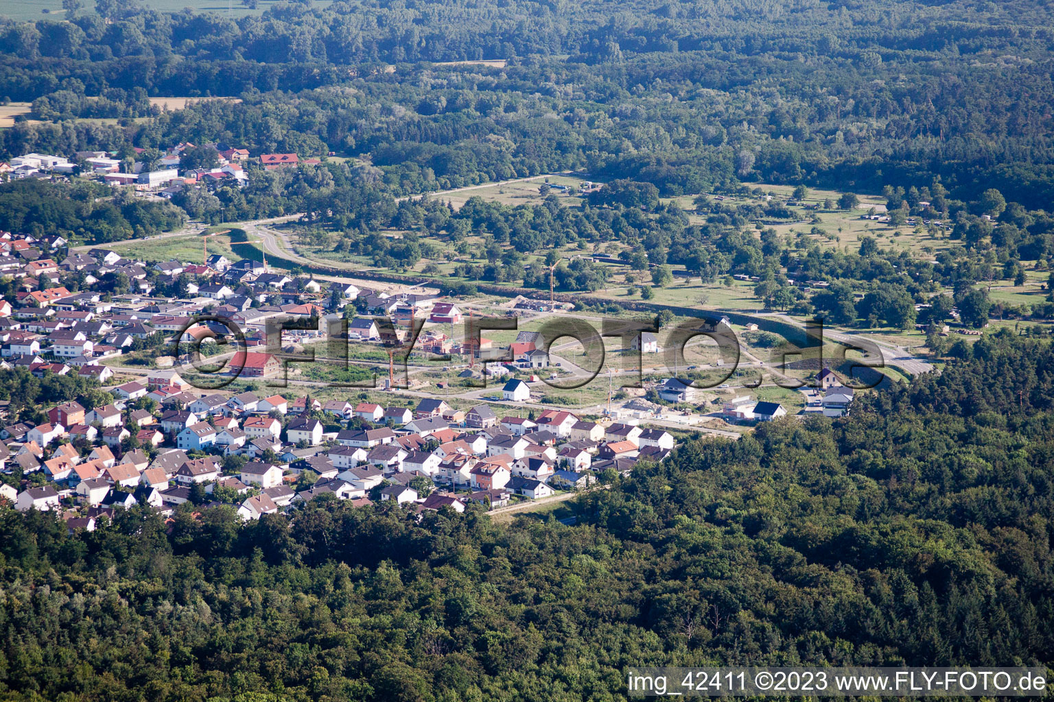 Luftbild von Jockgrim, Neubaugebiet West im Bundesland Rheinland-Pfalz, Deutschland