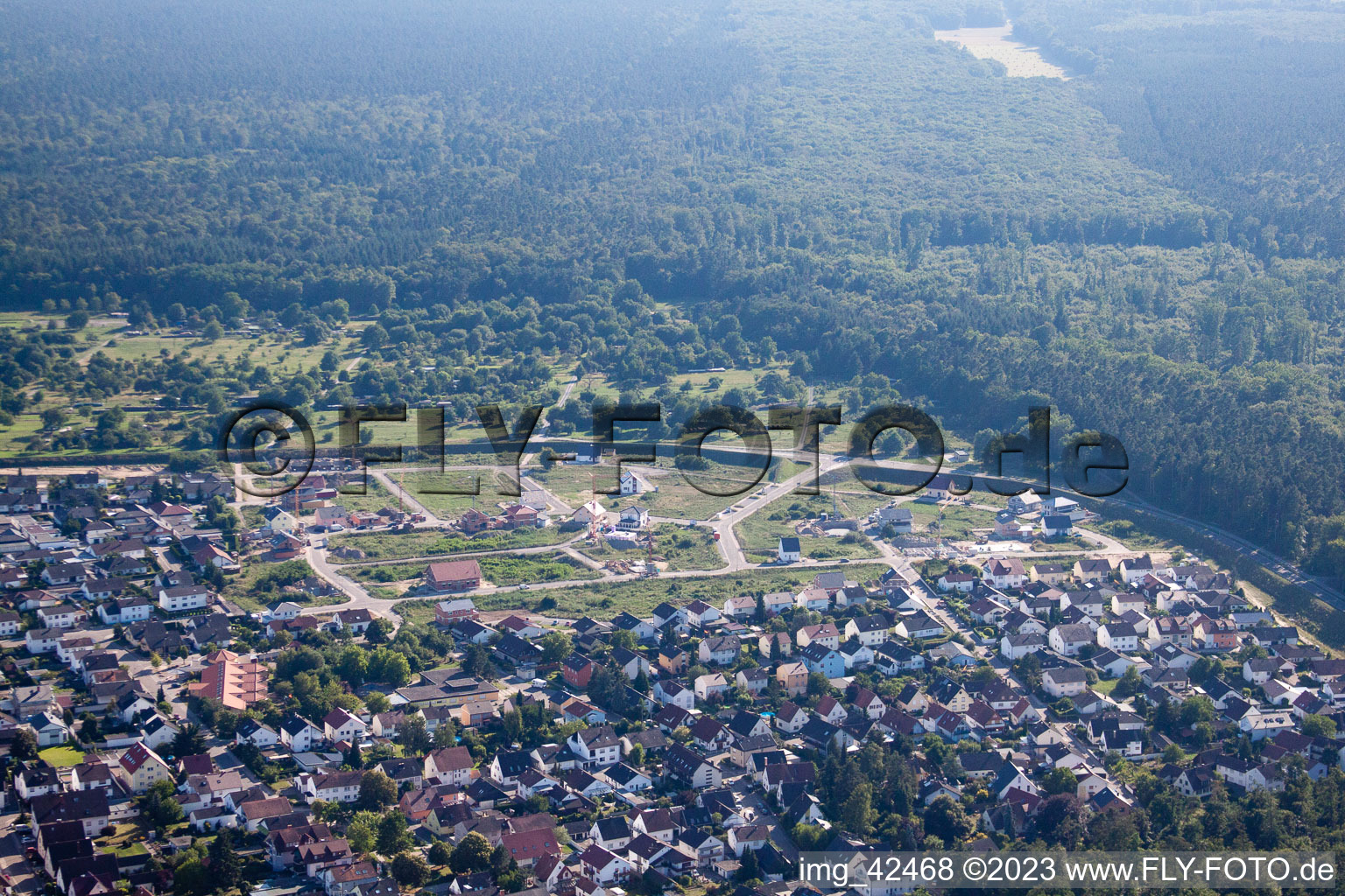 Jockgrim, Neubaugebiet West im Bundesland Rheinland-Pfalz, Deutschland von oben gesehen